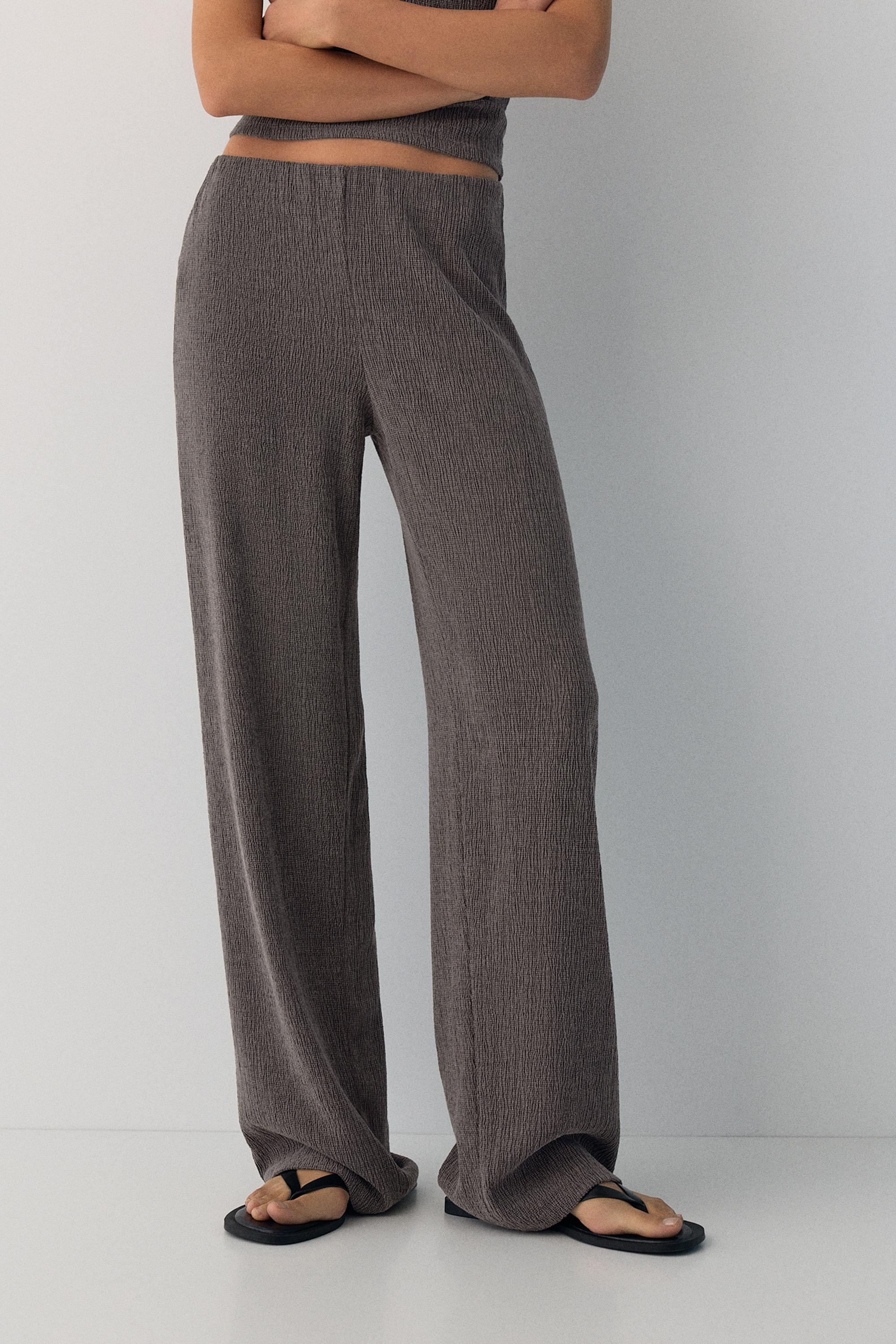 Crepe straight-leg trousers — Brown