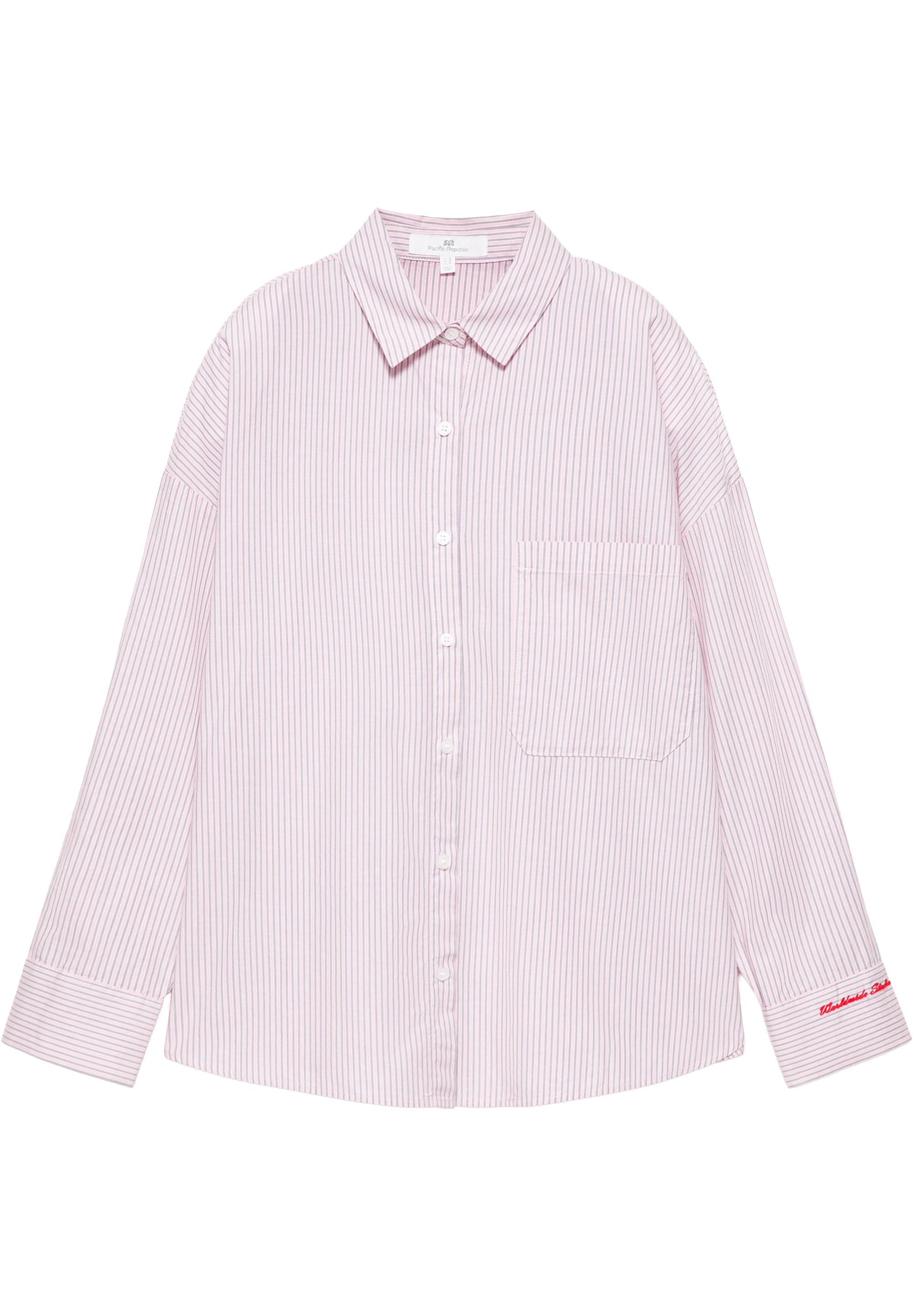 Embroidered striped shirt — Pastel pink