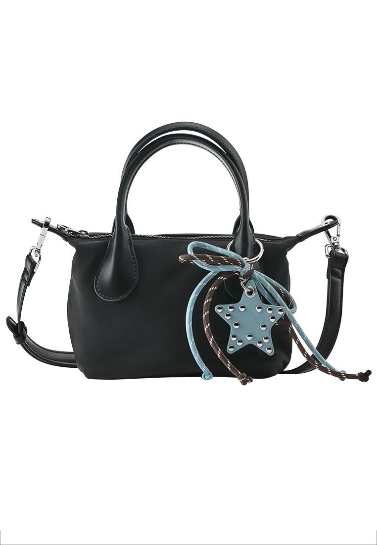 Embellished nylon crossbody bag — Black
