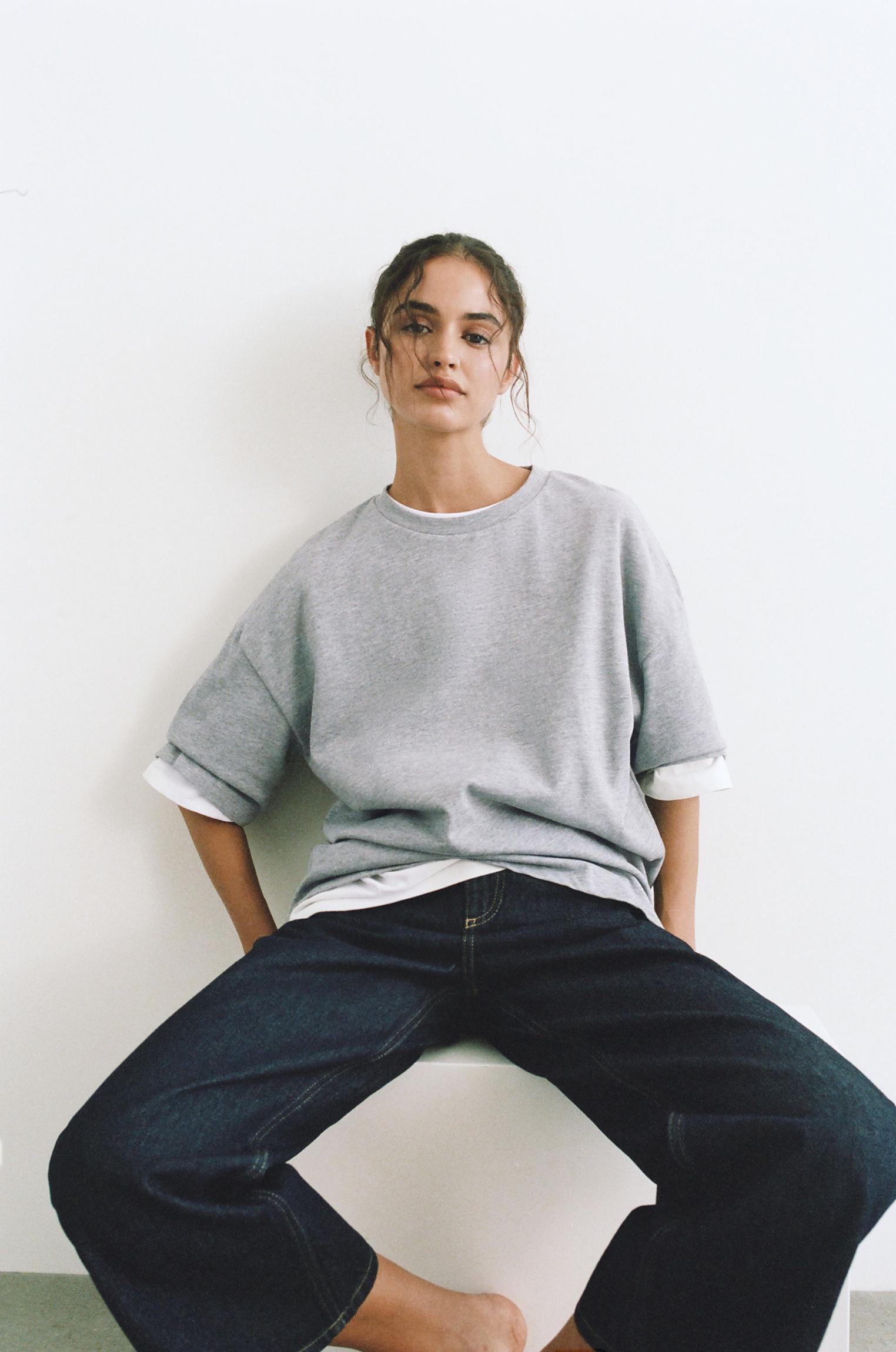 Oversize short sleeve T-shirt — Grey marl