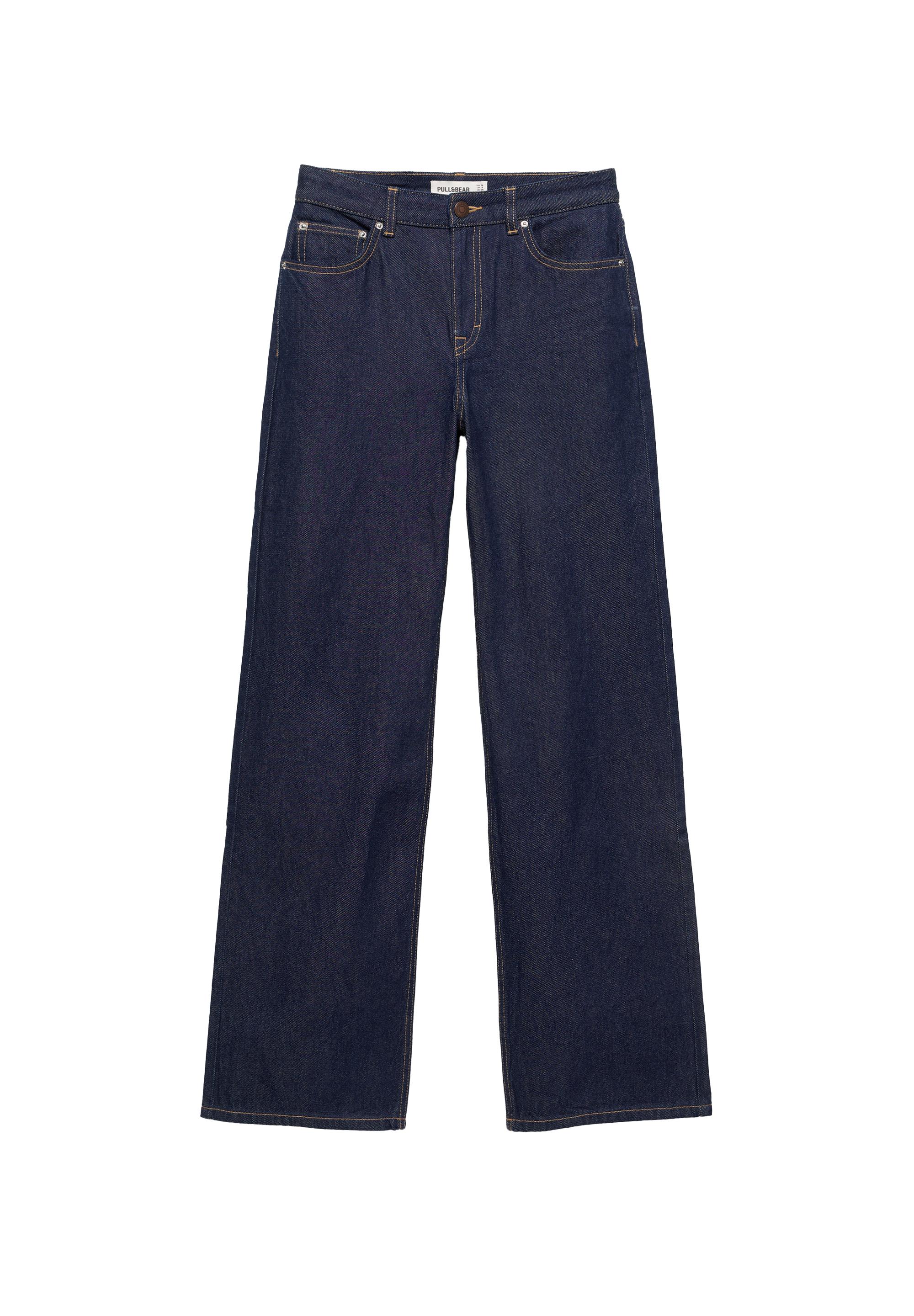 High-waist wide straight-leg jeans — Navy