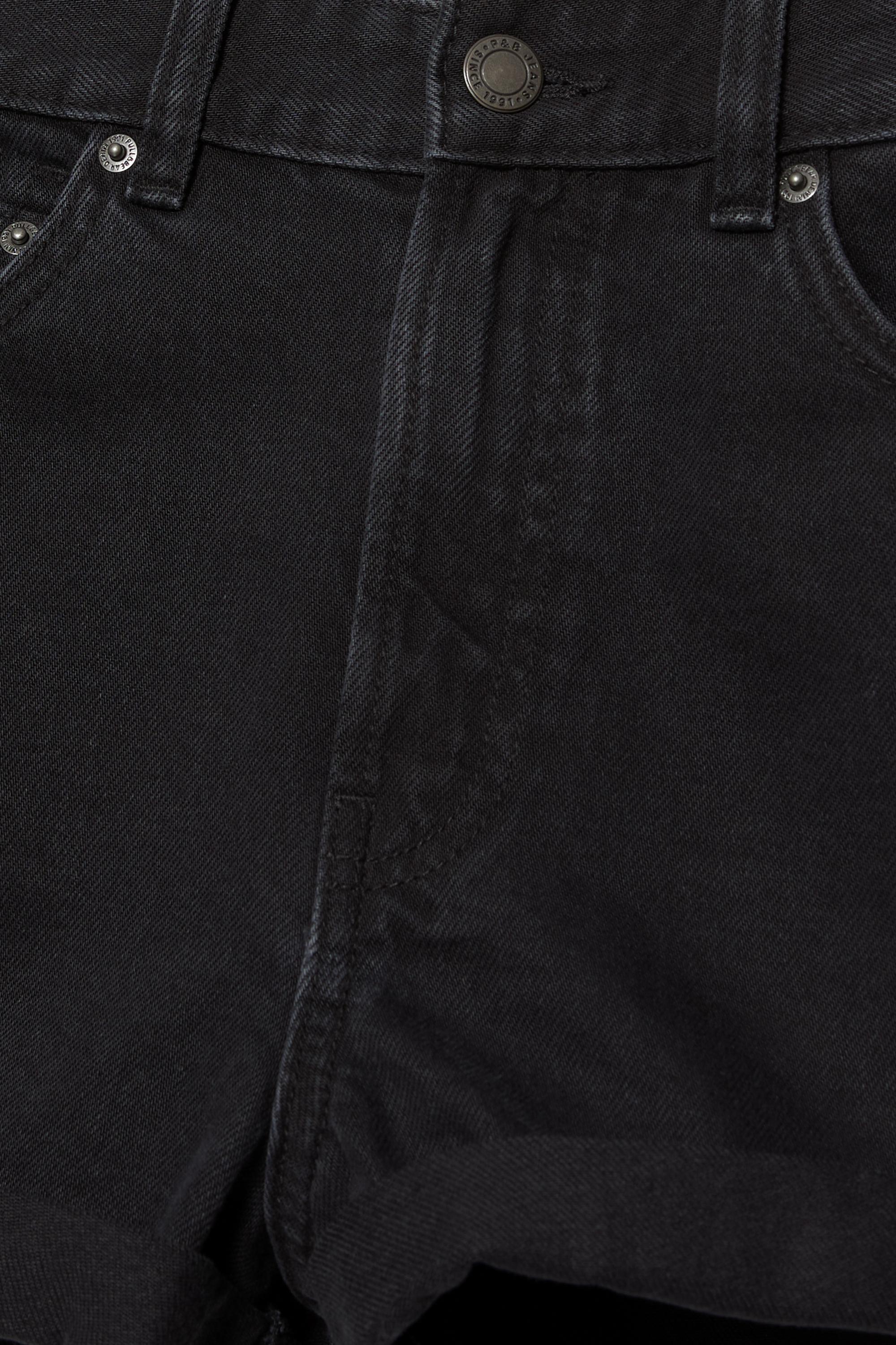Denim mom fit shorts with turn-up hems — Black