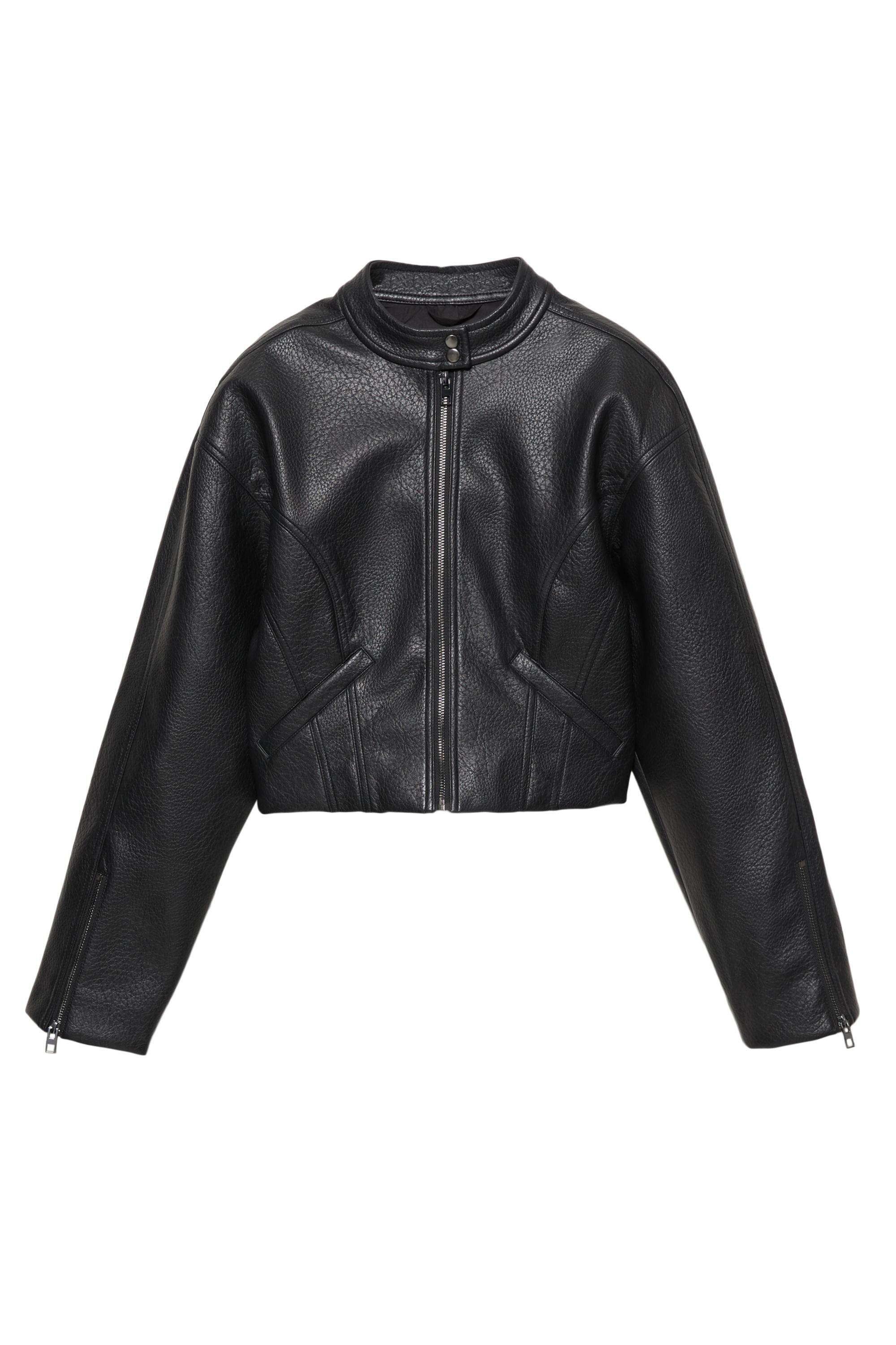 Suni deri biker ceket - Görsel 11