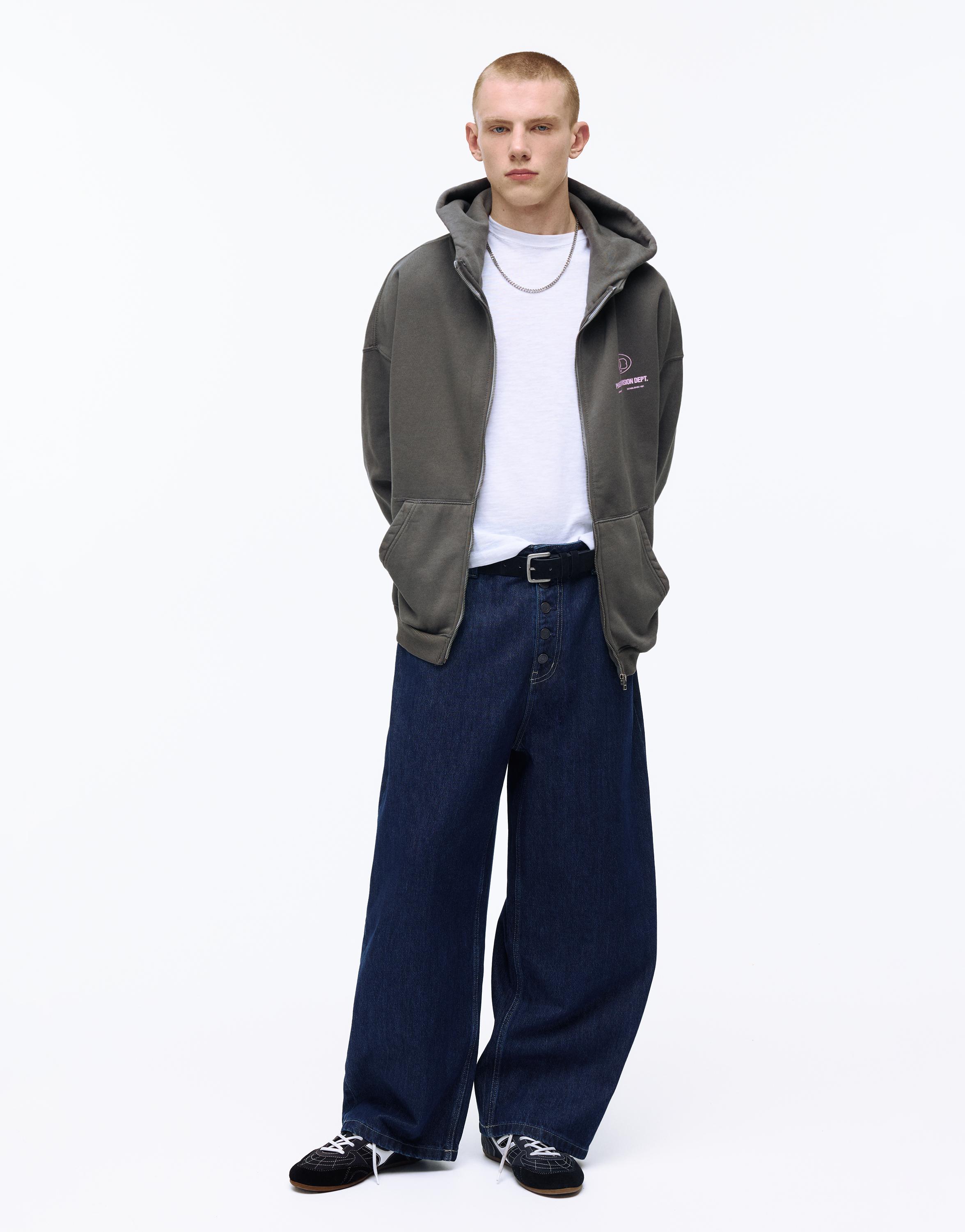 Fermuarlı kapüşonlu bol sweatshirt - Görsel 14
