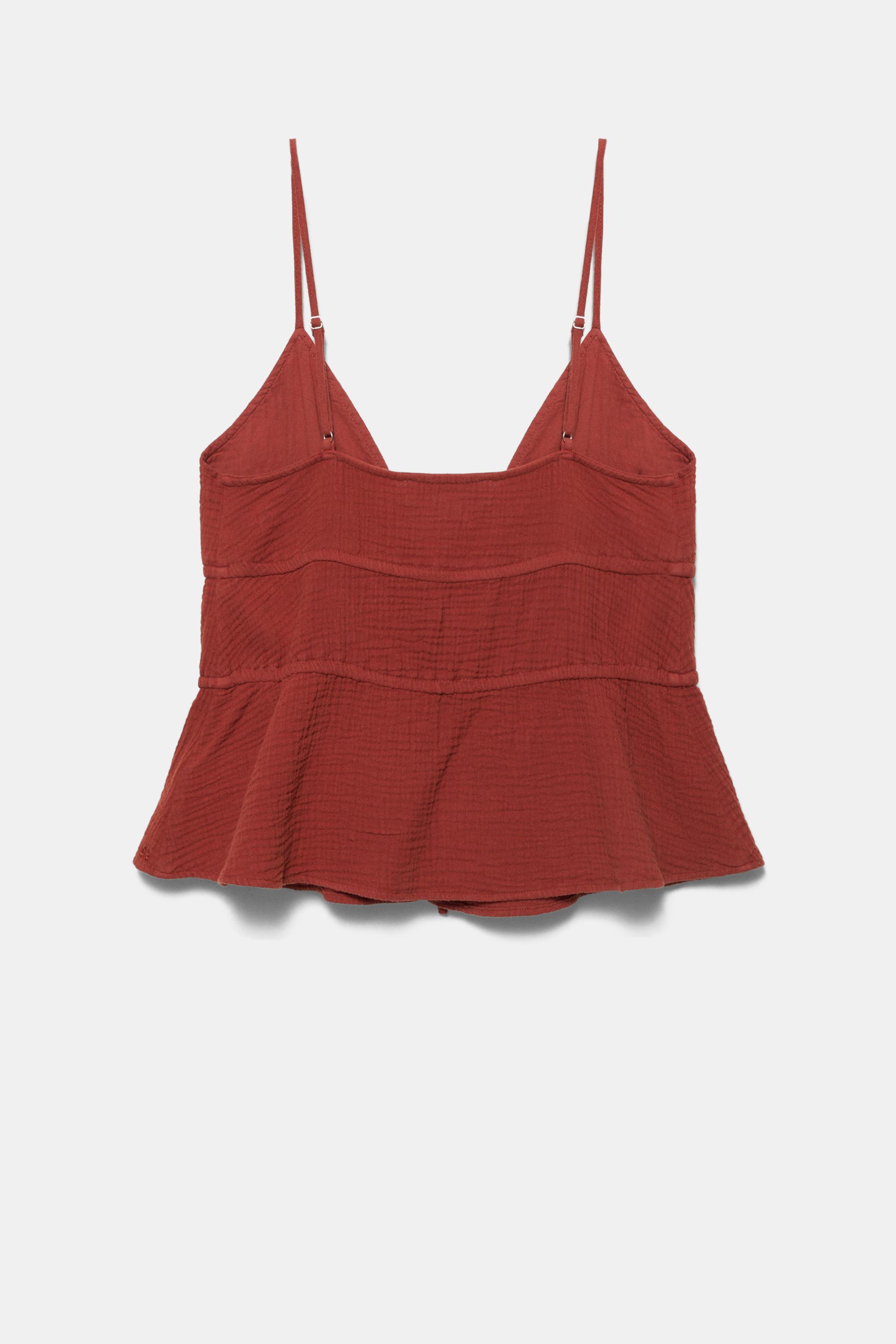 Crepe strappy top — Russet