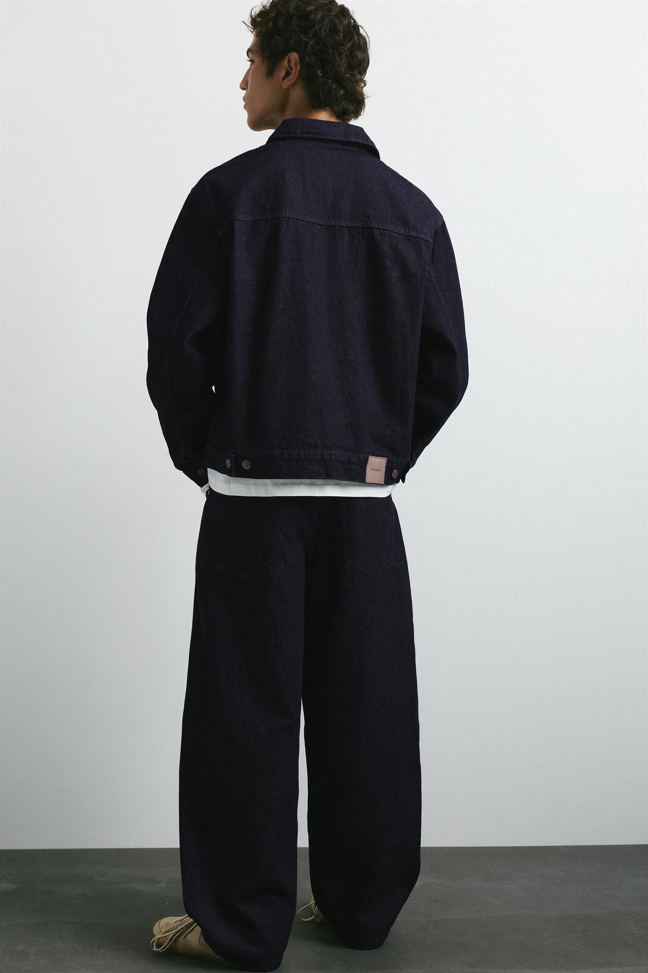 Front seam barrel jeans — Navy
