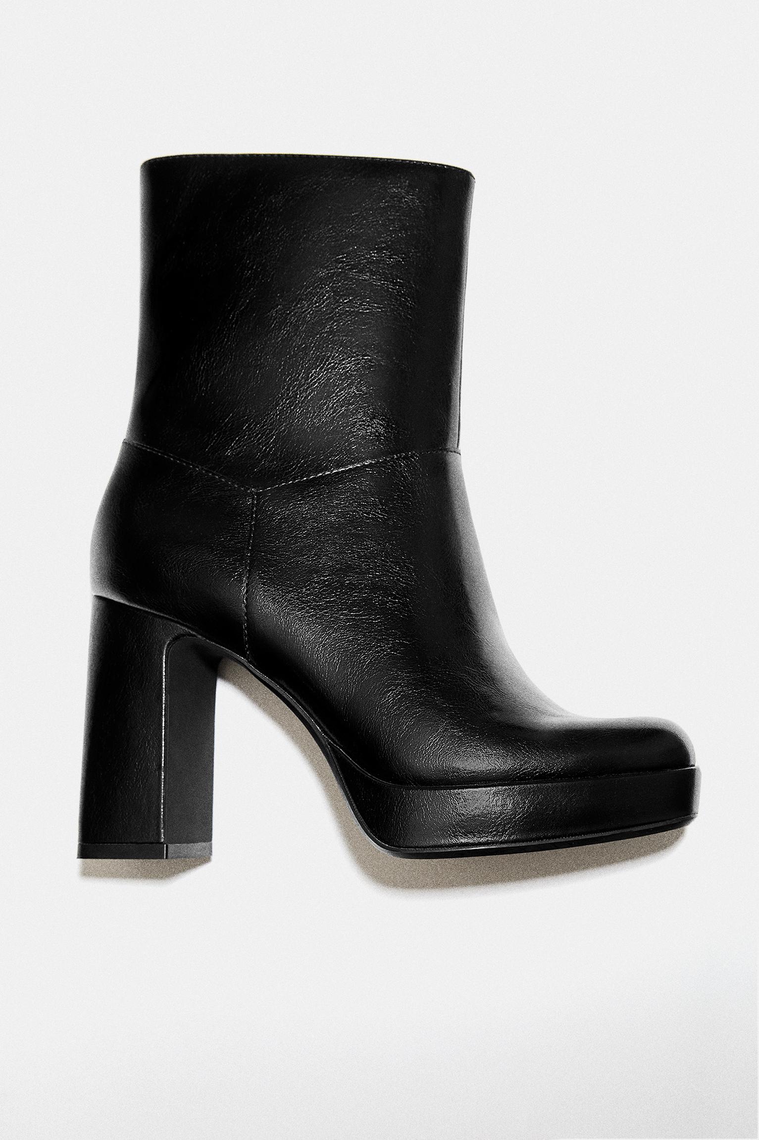 Platform high-heel ankle boots — Black