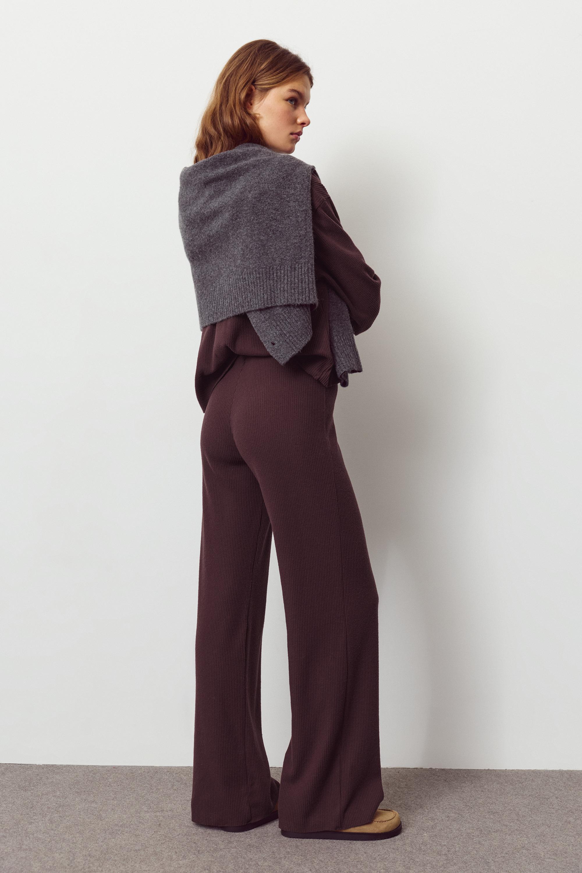 Soft touch straight fit trousers — Burgundy