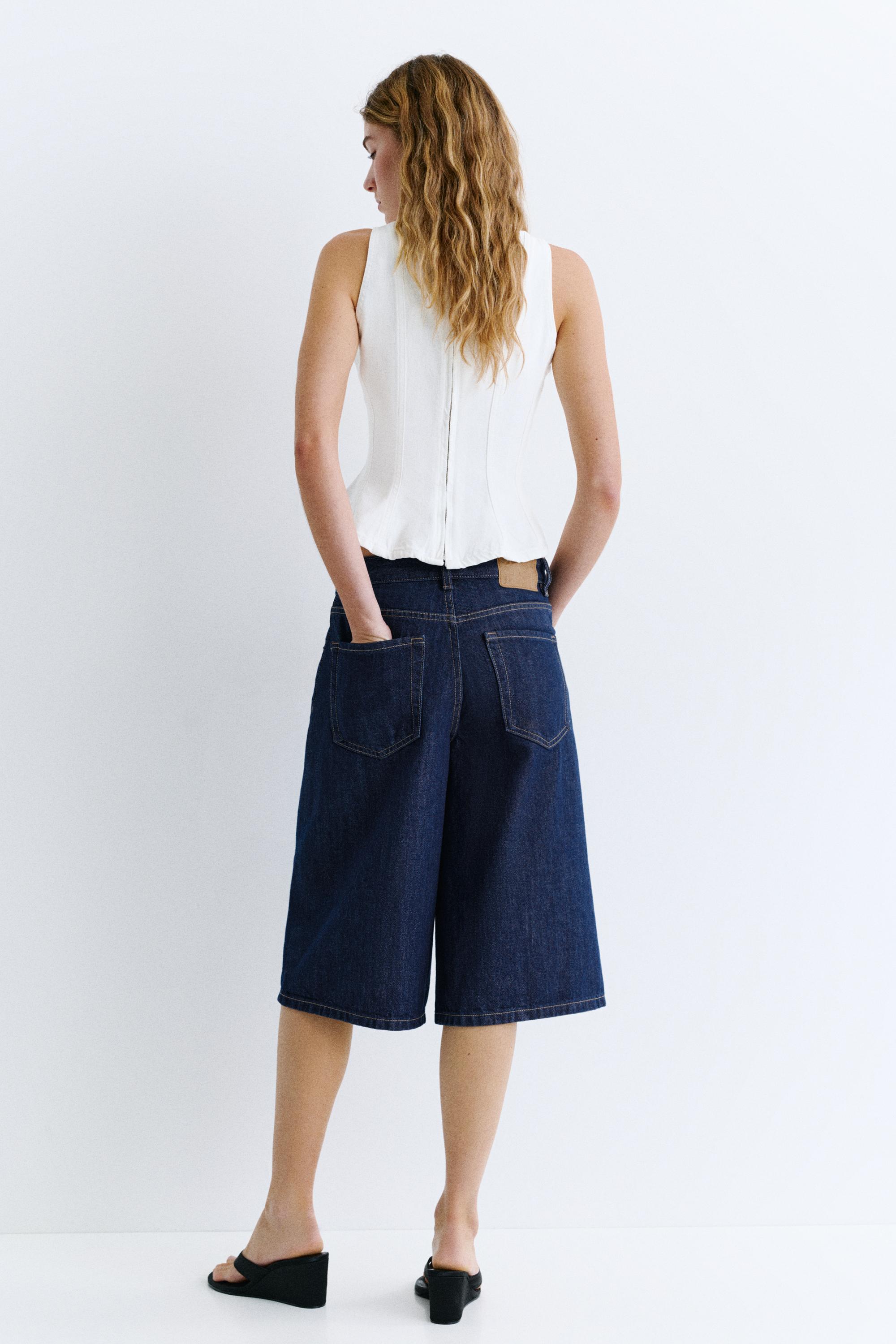 Low-rise denim jorts — Navy