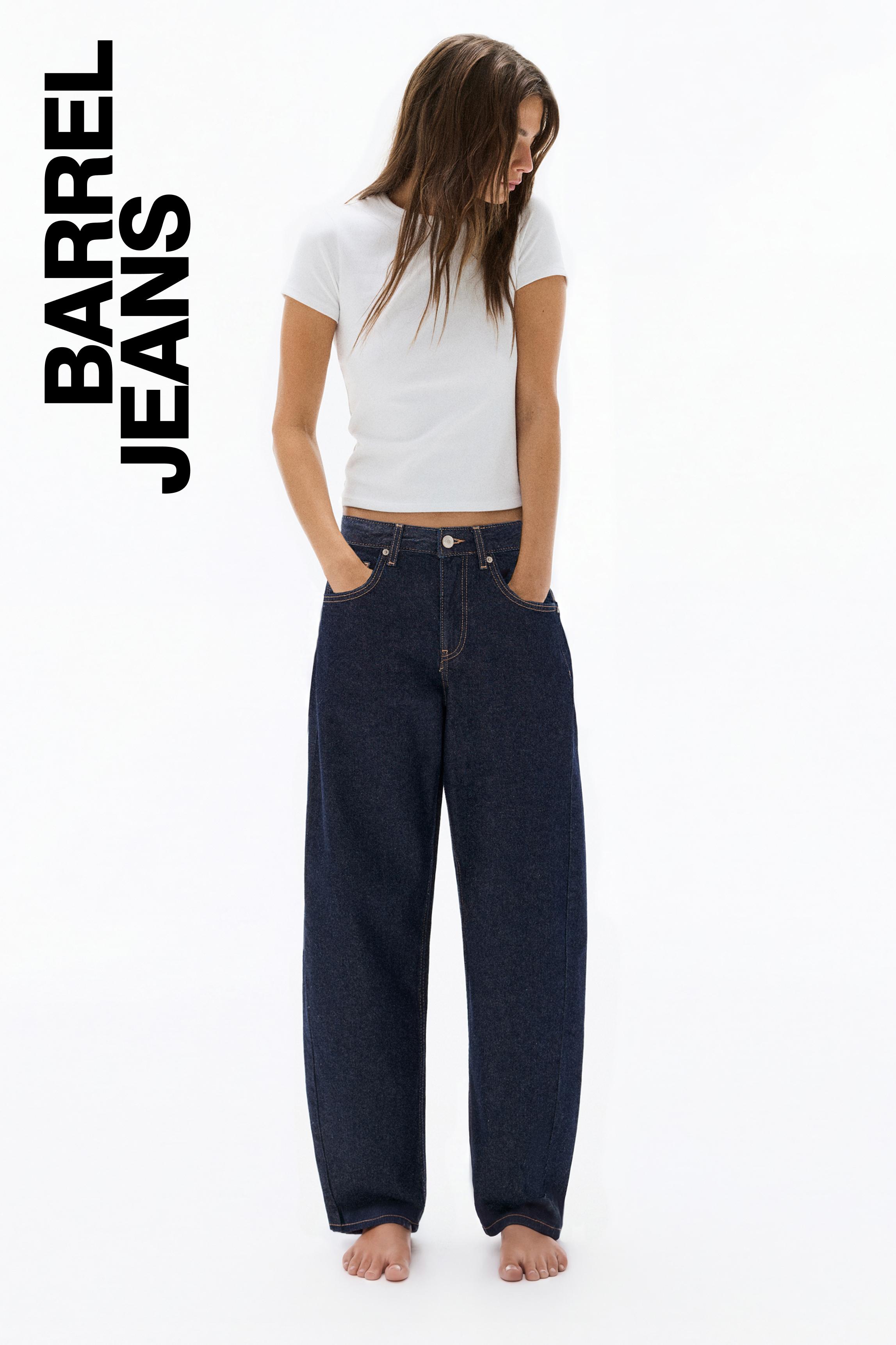 Low-rise barrel jeans — Navy