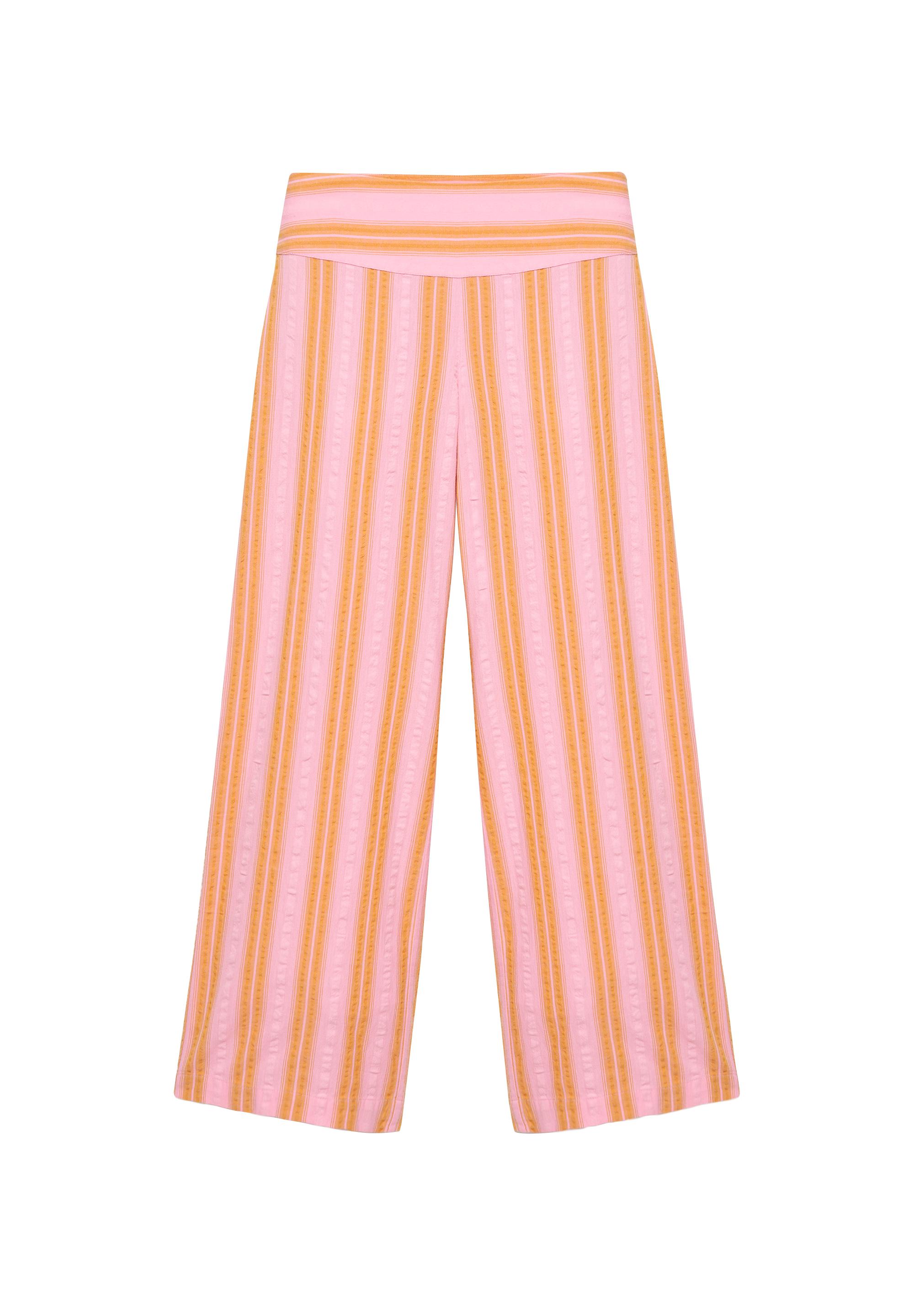 Wide-leg striped trousers — Pink