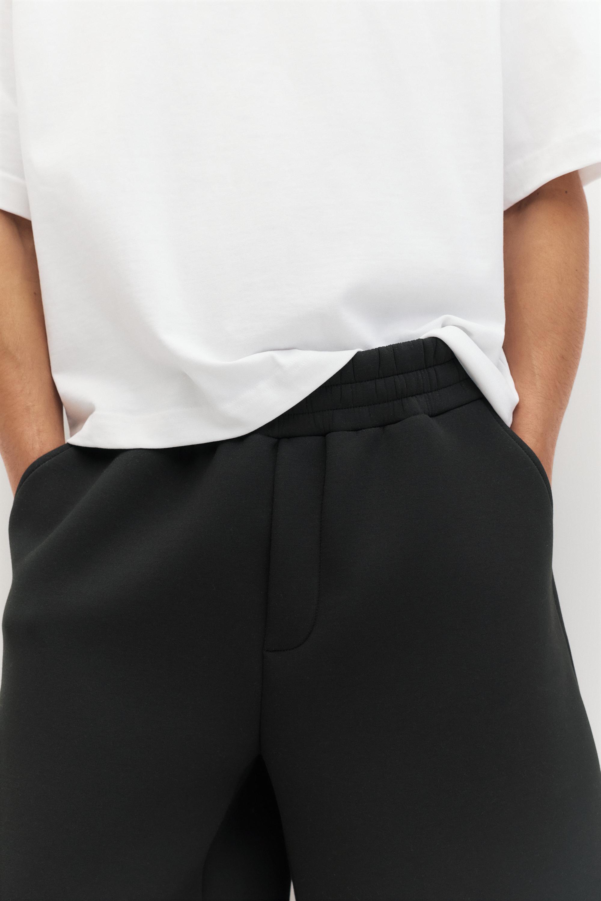 Neoprene-effect jogger Bermuda shorts — Black