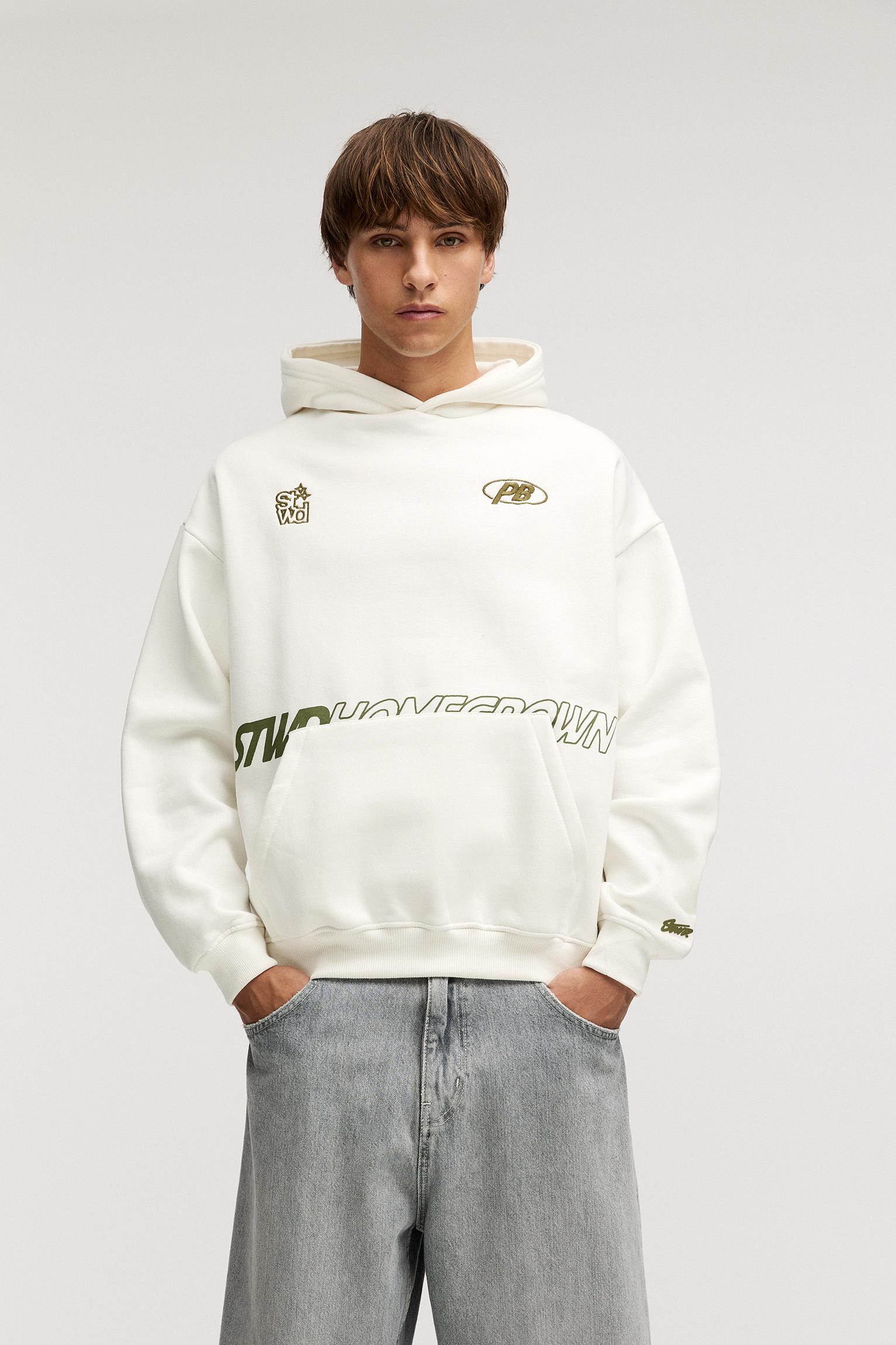 Pull&bear logo hoodie best sale