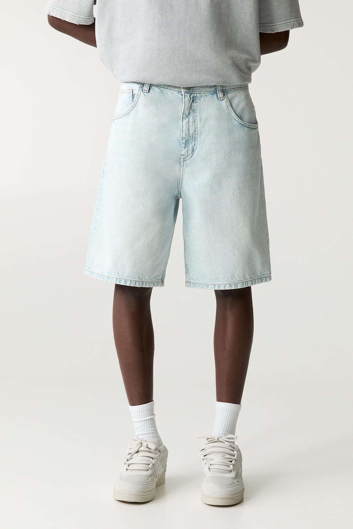 Jeans Homme Short En Jean Pull And Bear Baggy Denim Bermuda Shorts