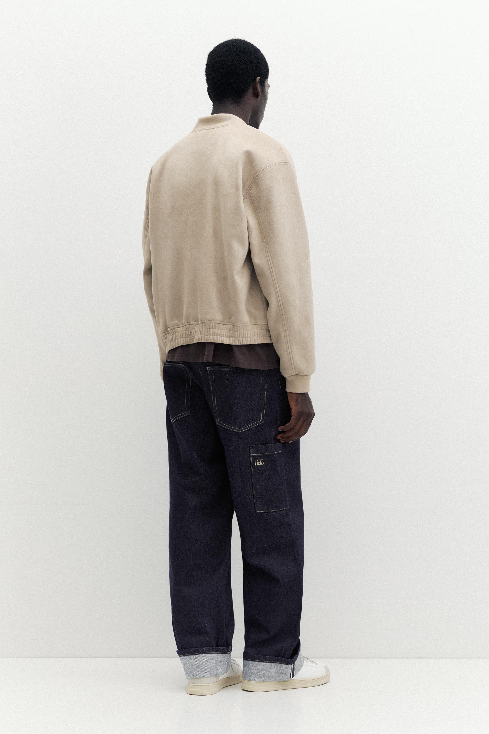 Faux suede bomber jacket — Sand