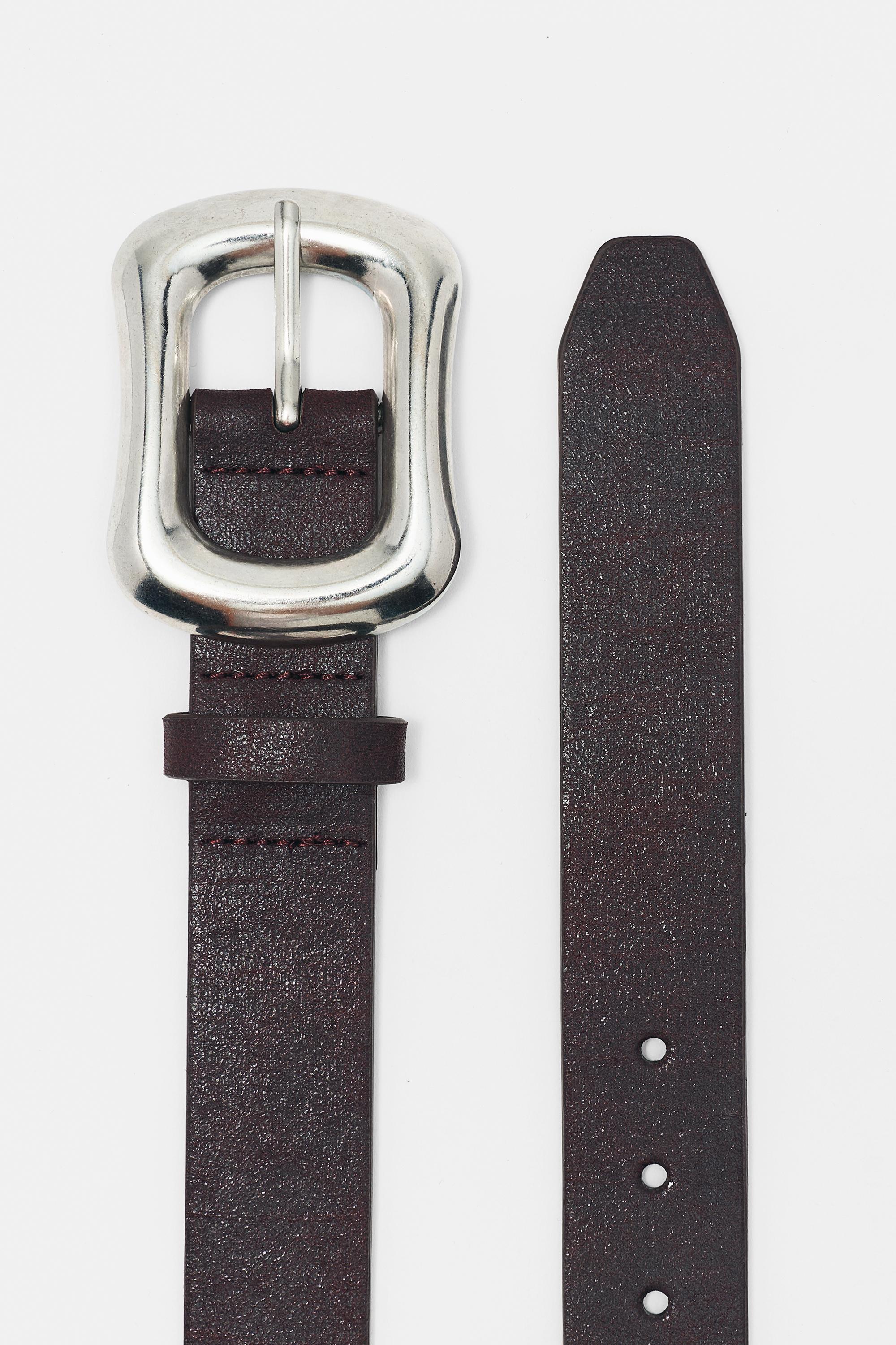 Rectangular buckle belt — Brown