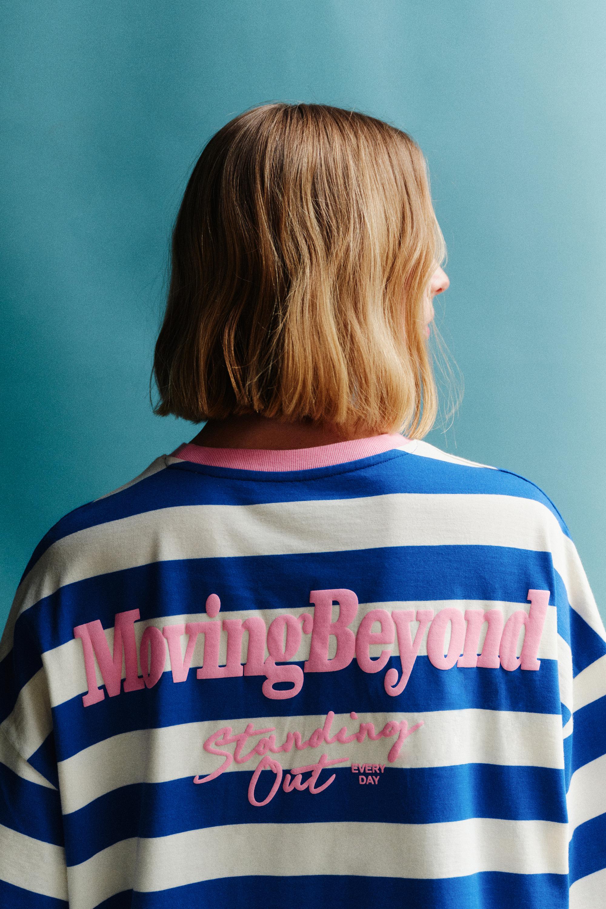 Blue striped T-shirt — Deep blue