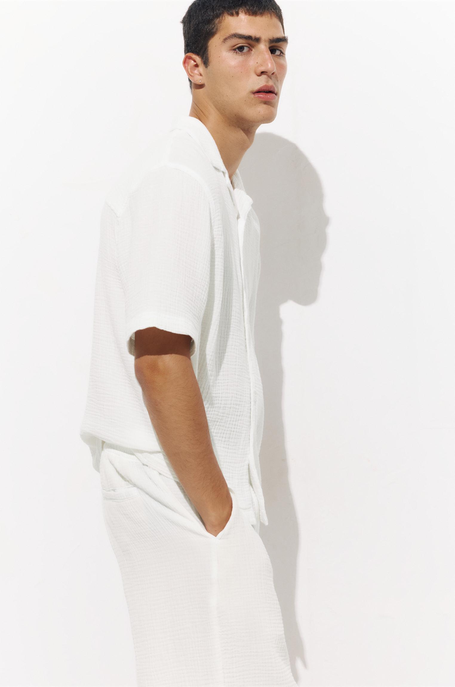 Short sleeve crepe shirt — White