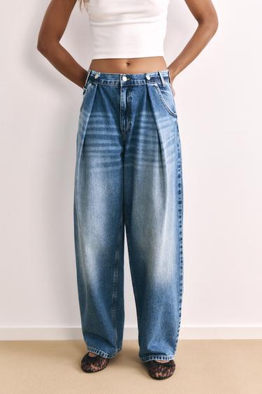 Pleated balloon-fit baggy jeans — Dark blue 4