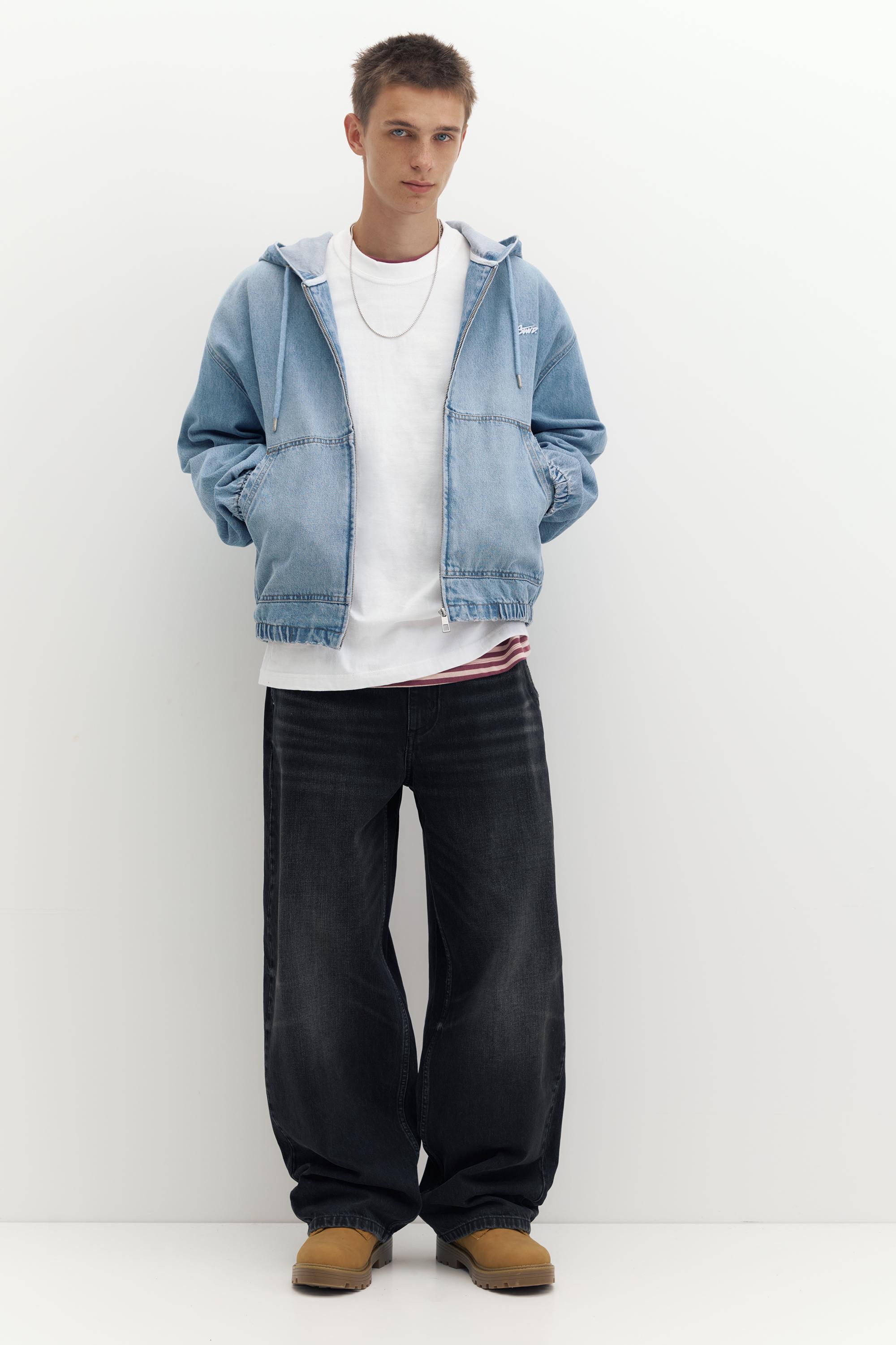 STWD zip-up hooded jacket — Medium blue