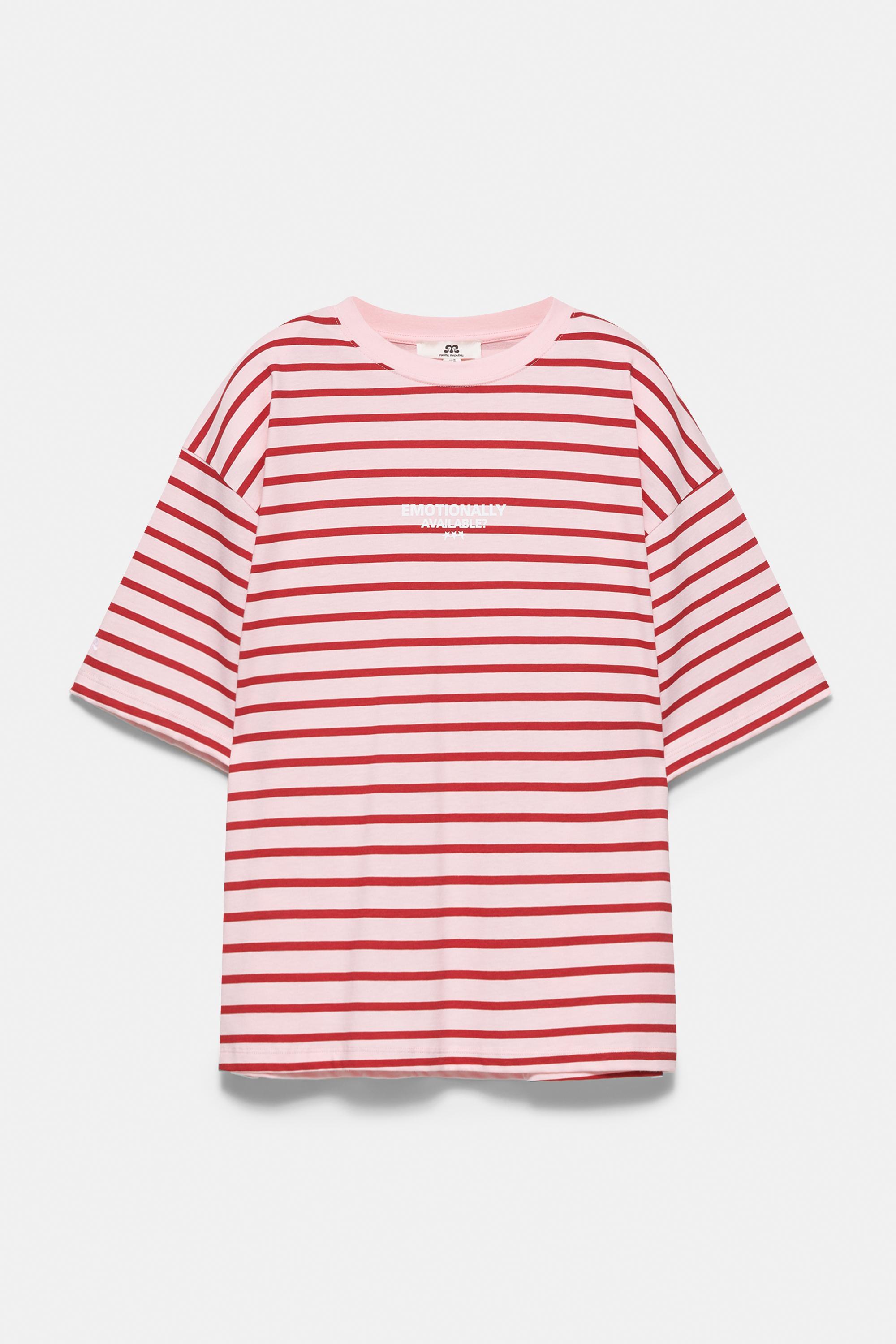 Oversize striped T-shirt — Maroon