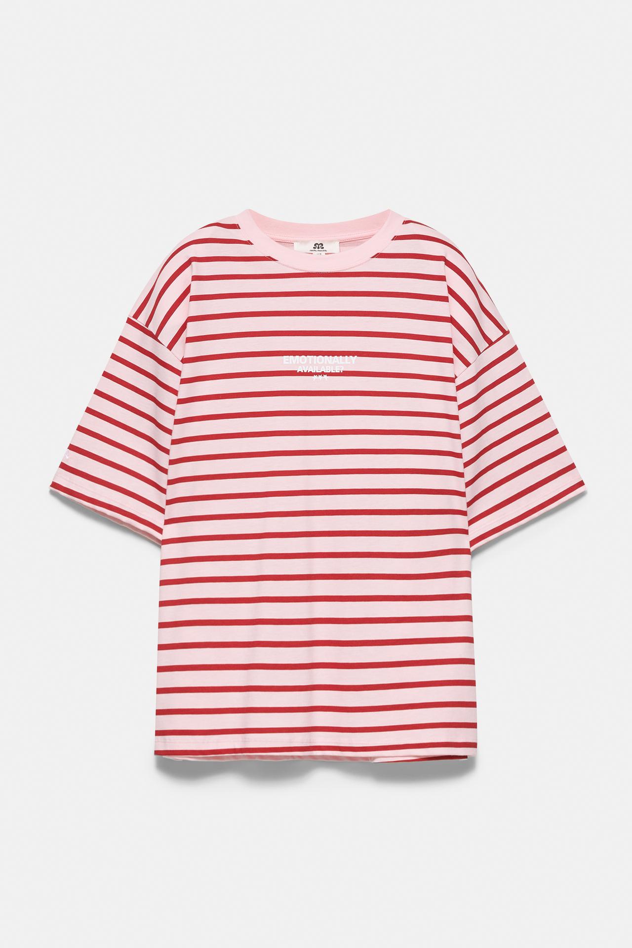 Oversize striped T-shirt — Maroon