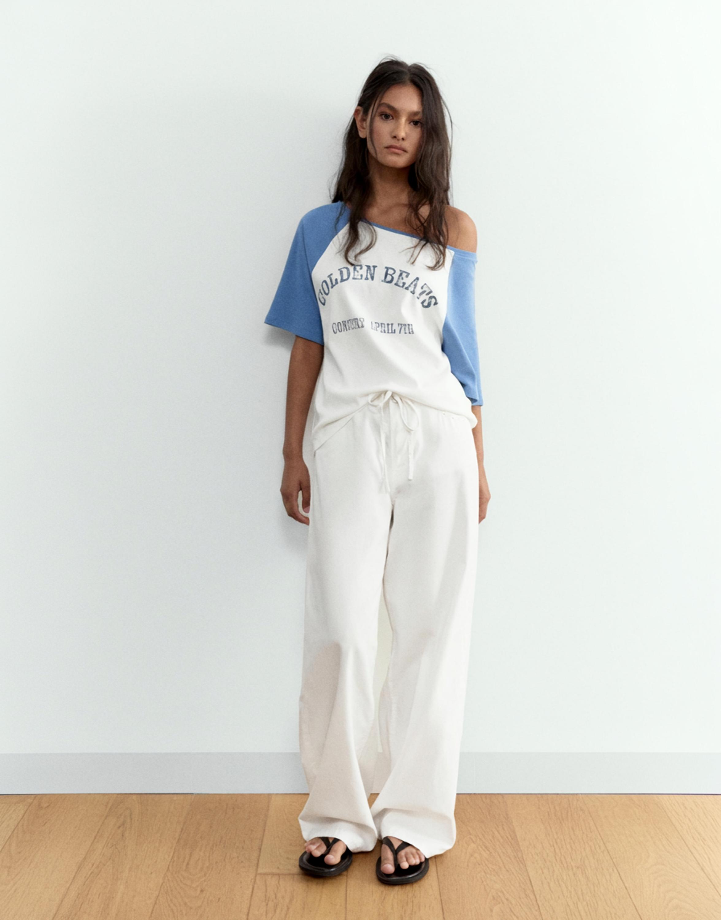 Asymmetric graphic T-shirt — Ice