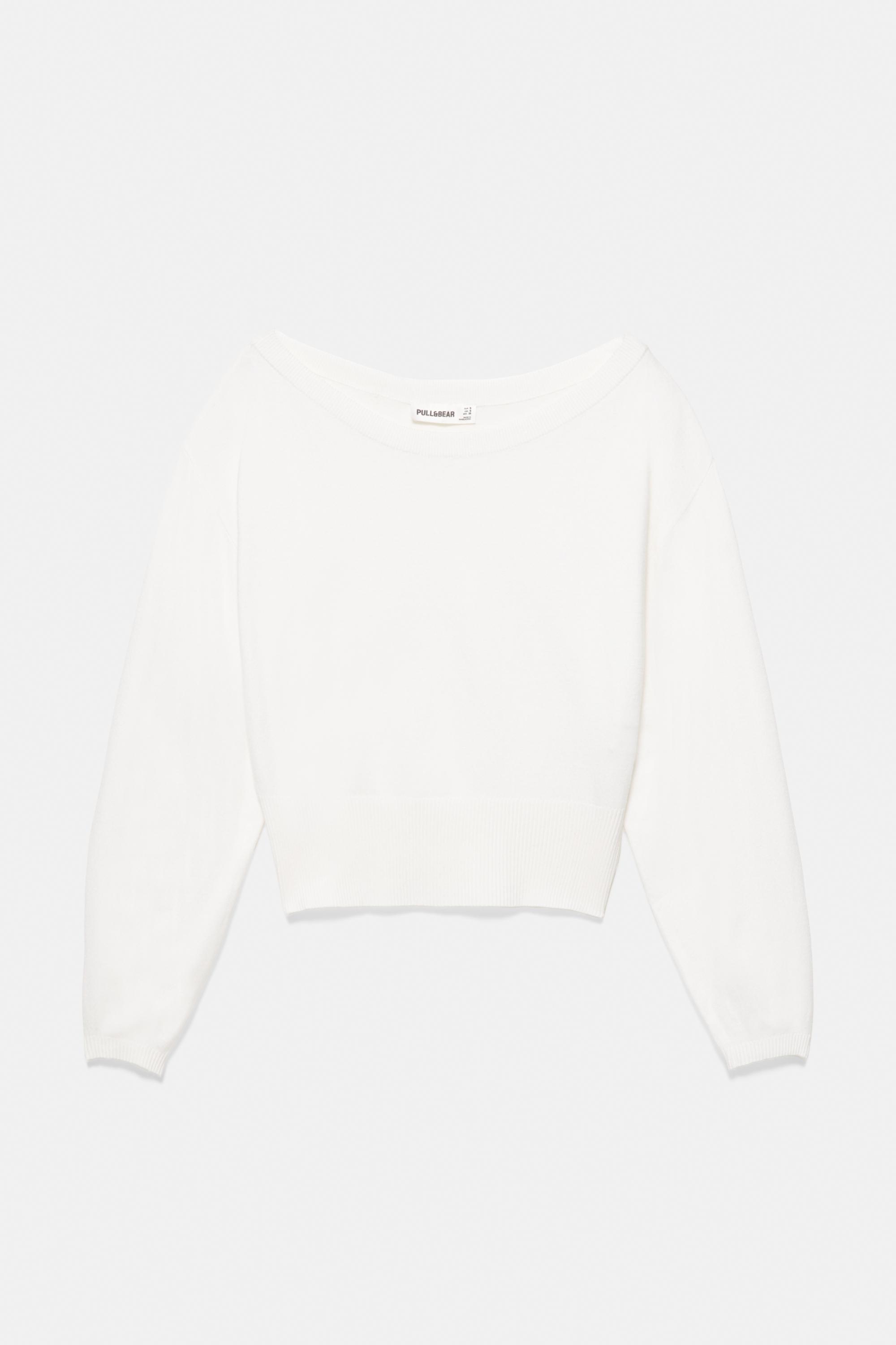 Asymmetric neck jumper — Ecru