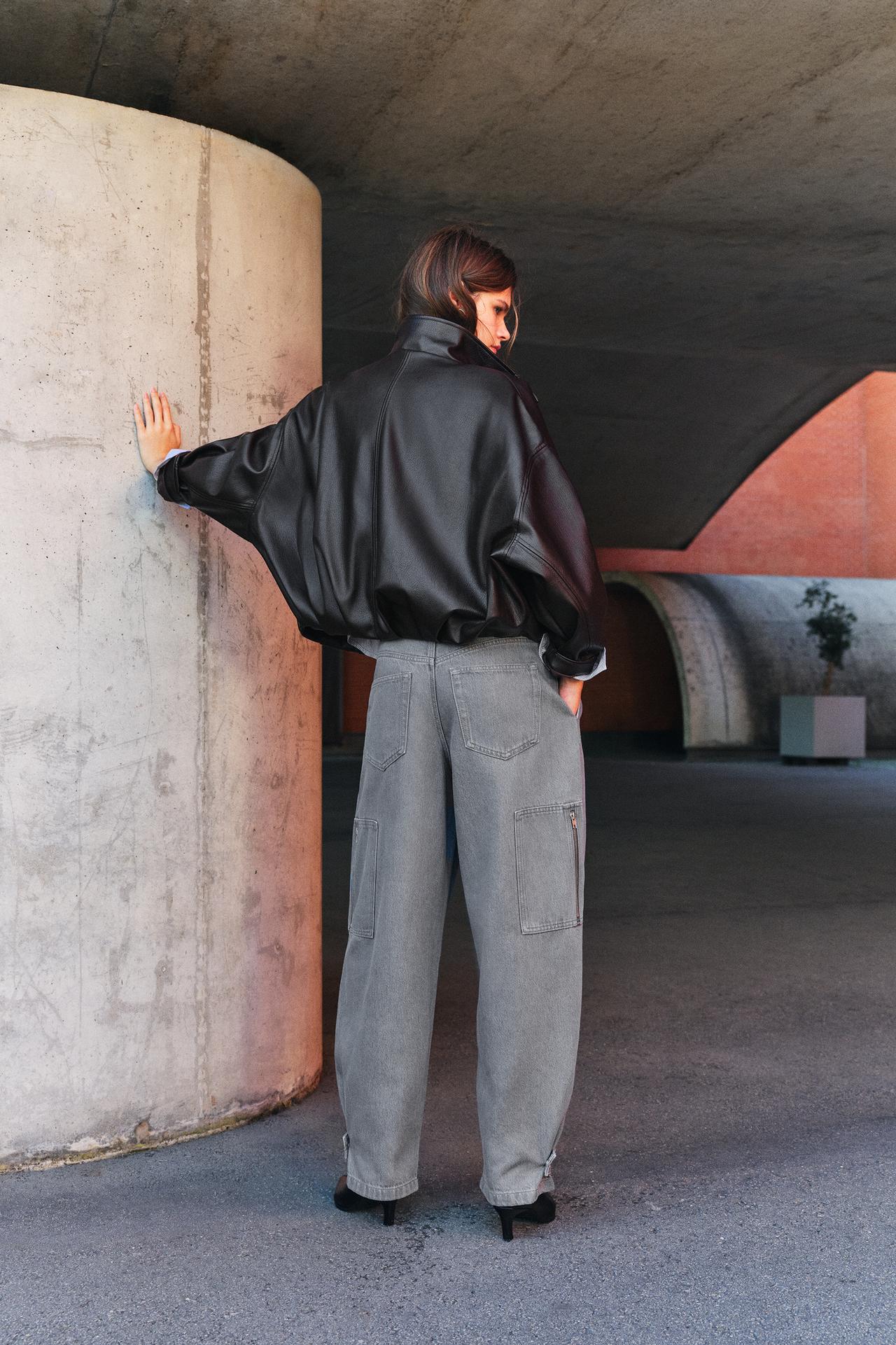 Pleated cargo balloon  trousers — Grey