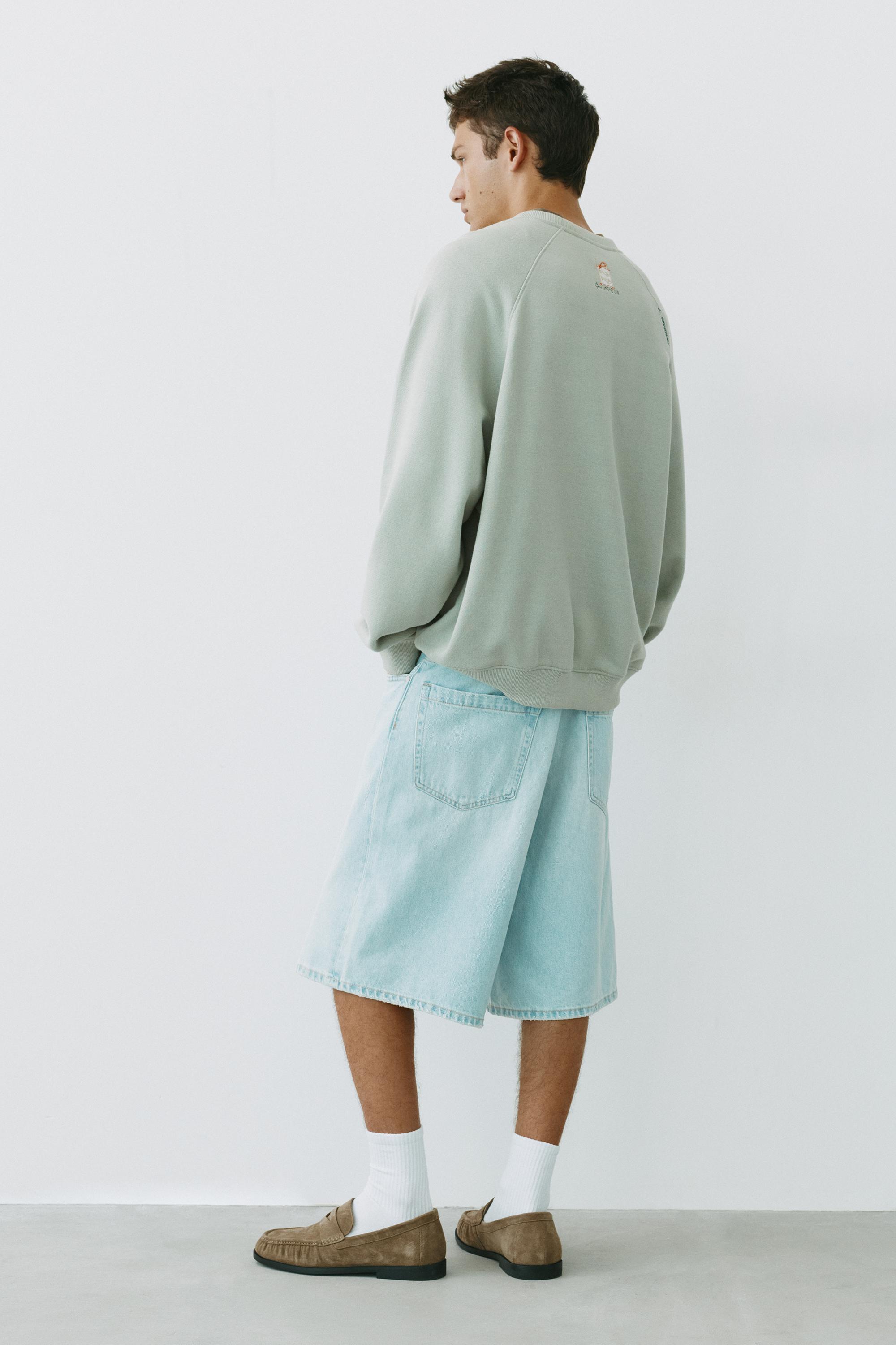 Washed effect raglan sweatshirt — Pale mint green