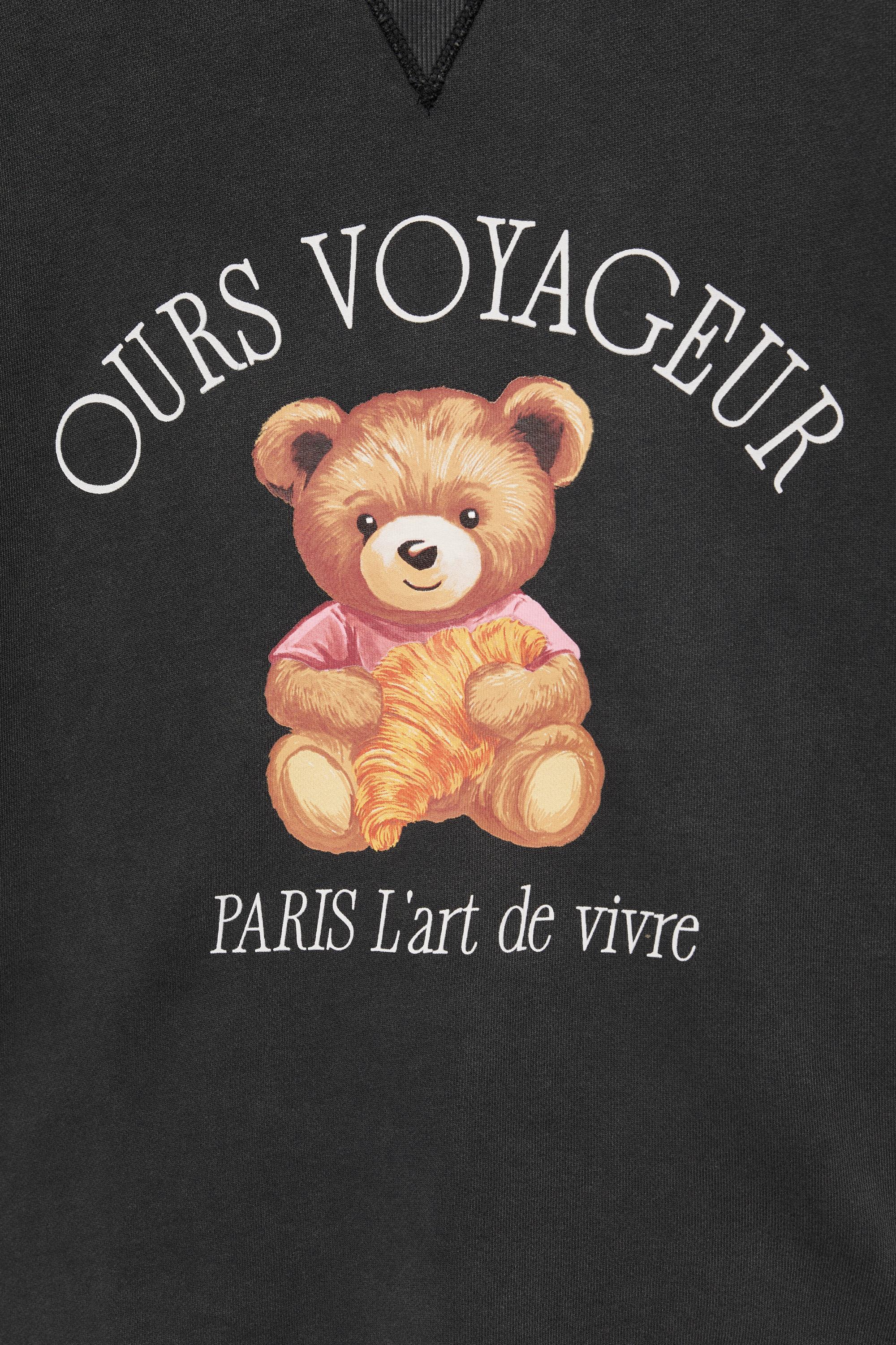 Short sleeve bear sweatshirt — Dark grey