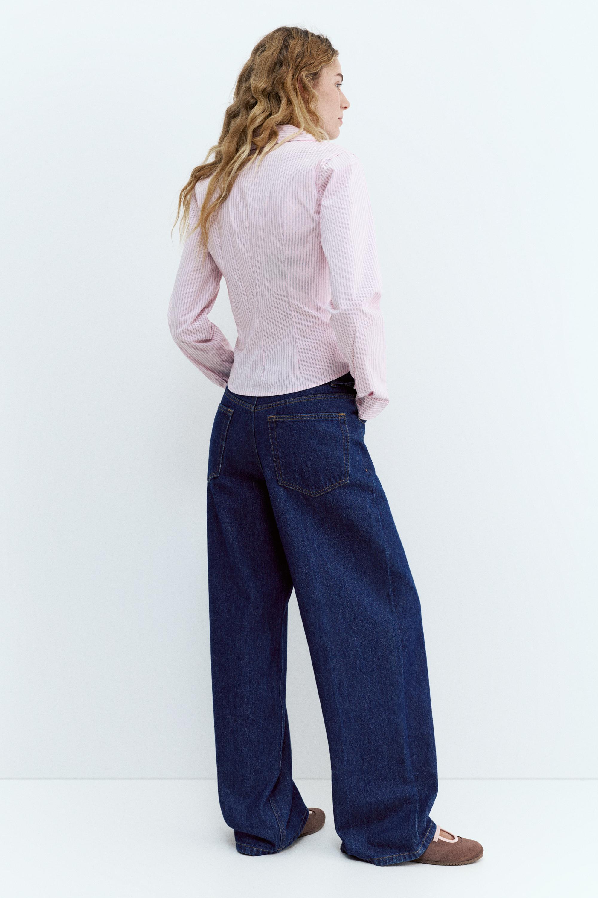 Poplin yırtmaçlı dar kesim gömlek - Görsel 156