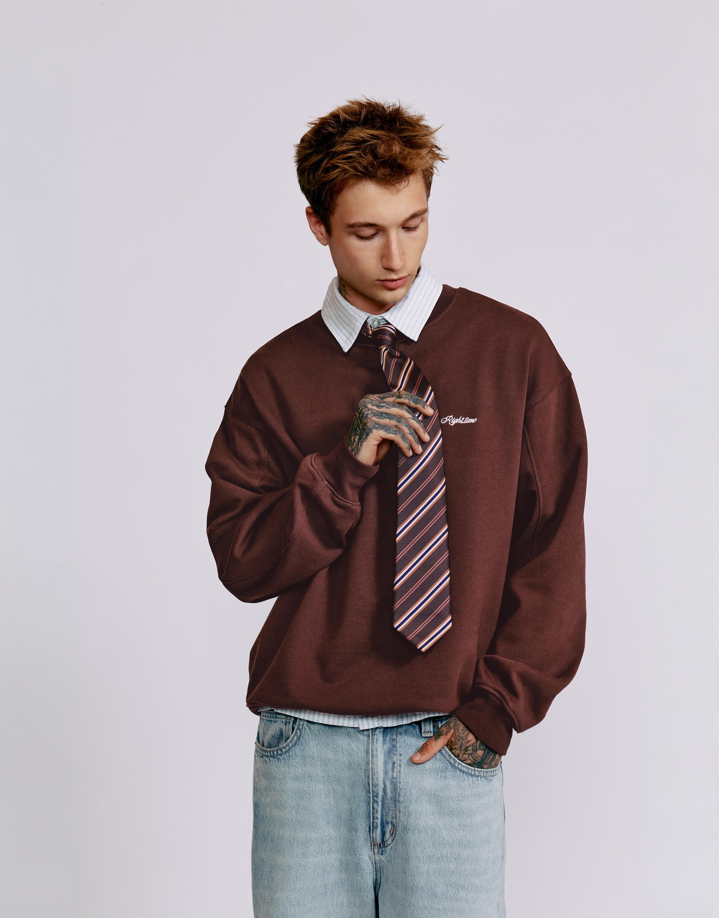 Striped tie — Brown
