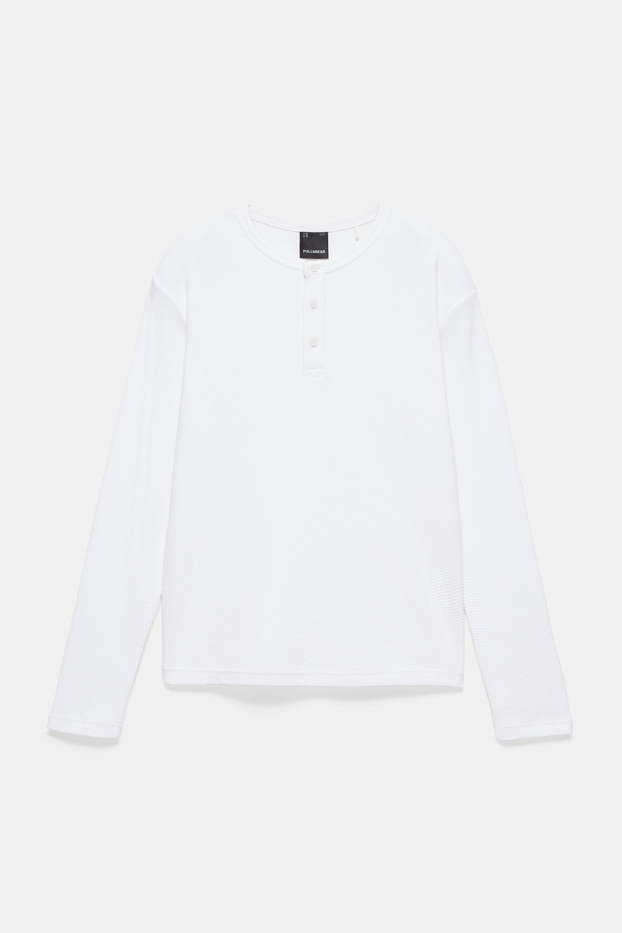 Waffle-knit long sleeve T-shirt — White