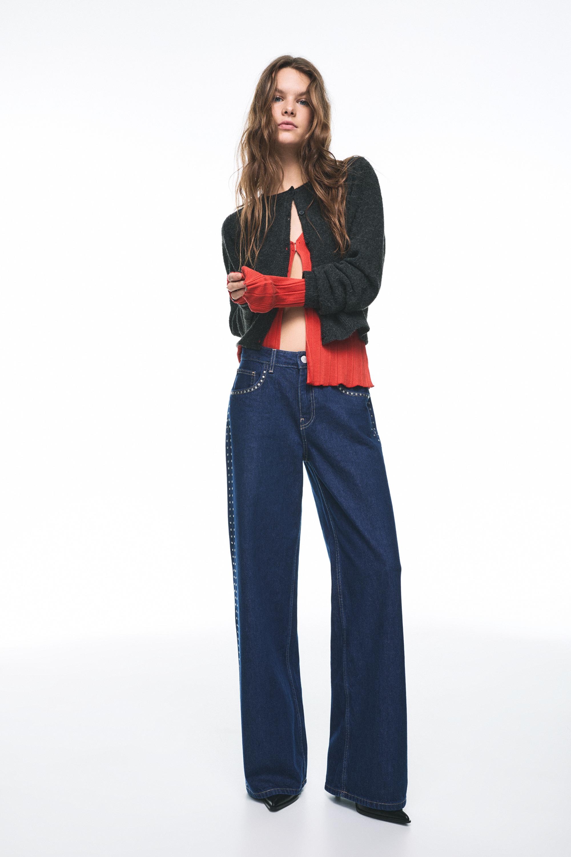 Zımbalı geniş paça jean - Görsel 19