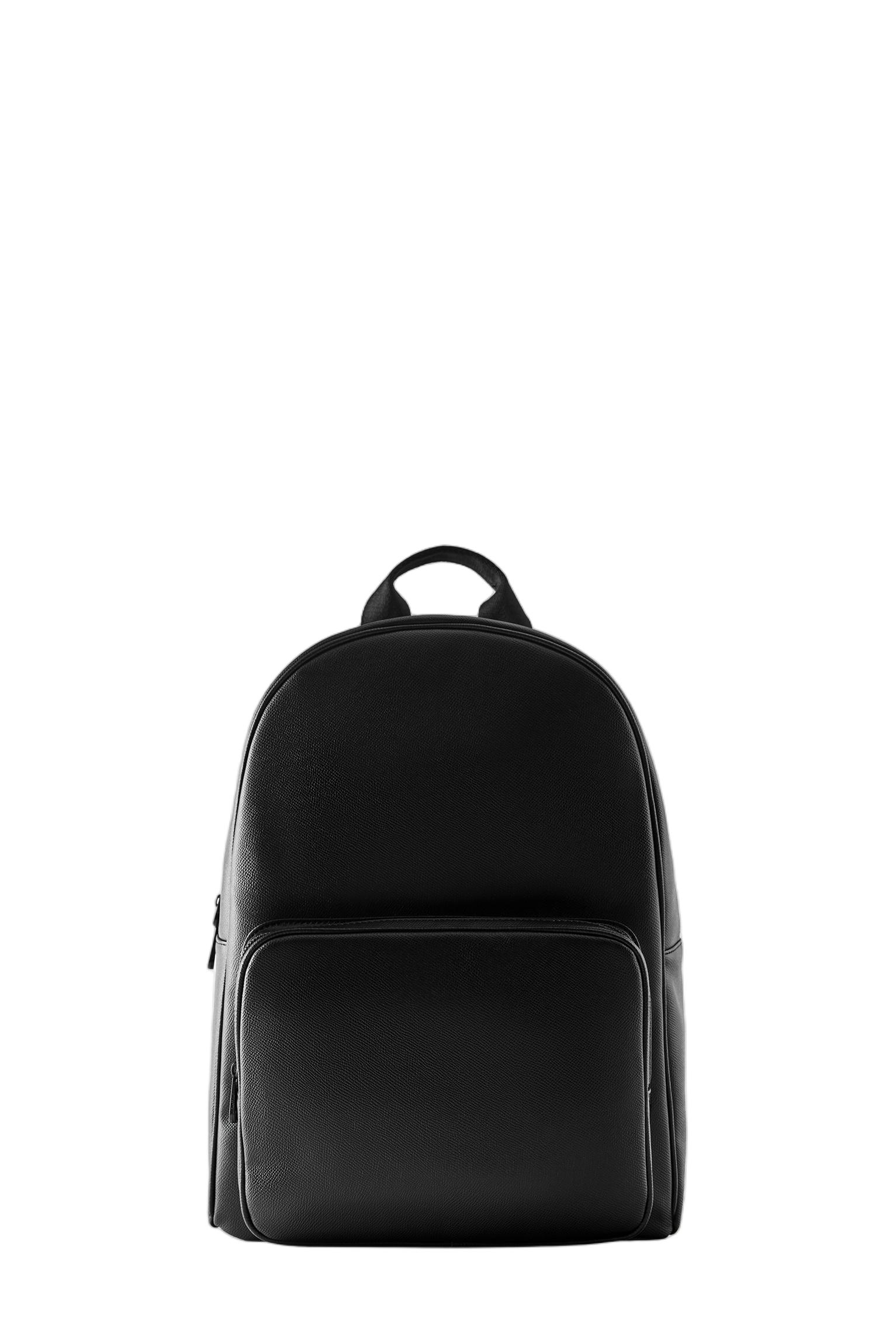 Textured pocket backpack — Black