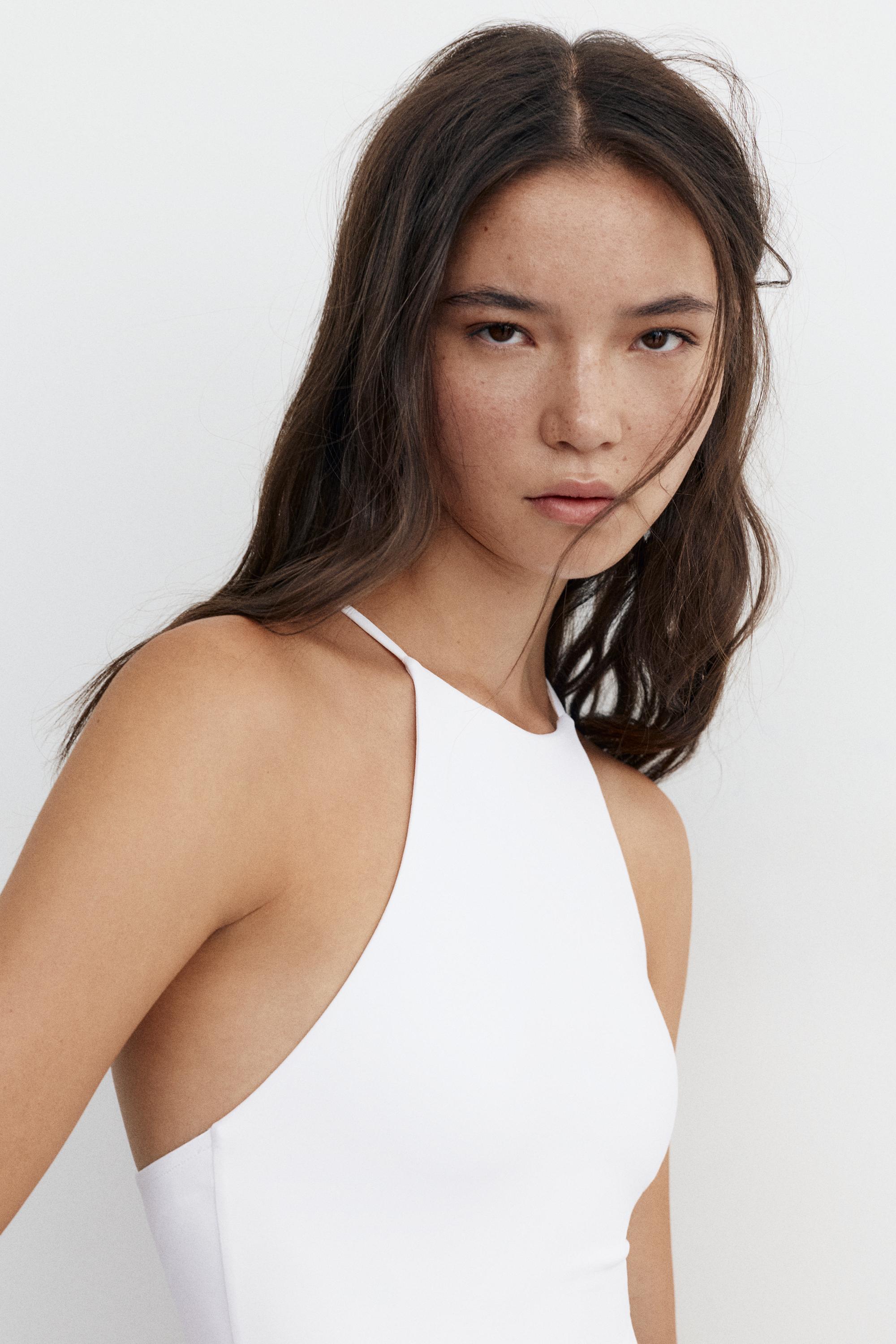 Halter strappy bodysuit — White