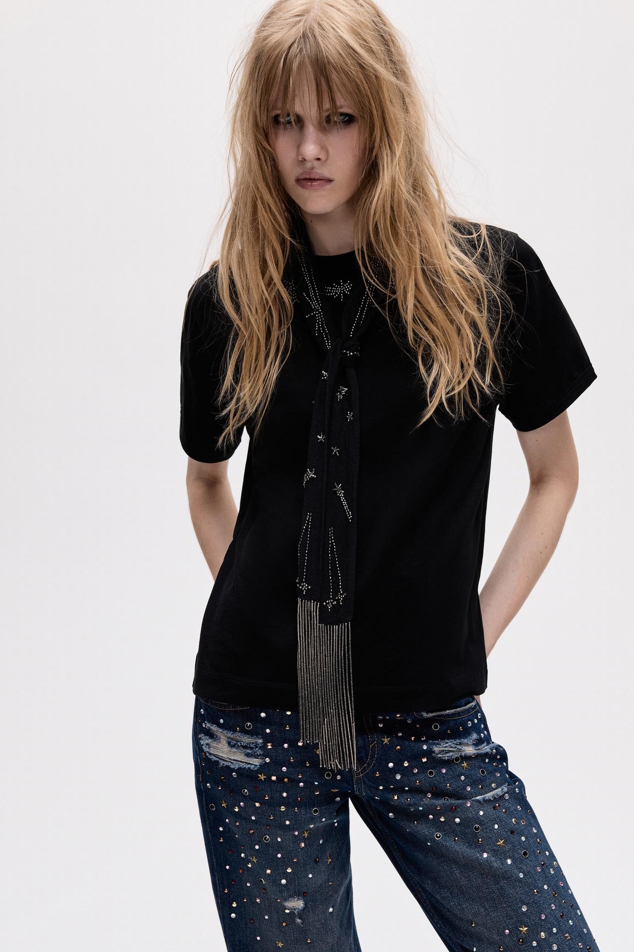Oscar Ouyang beaded tie — Black