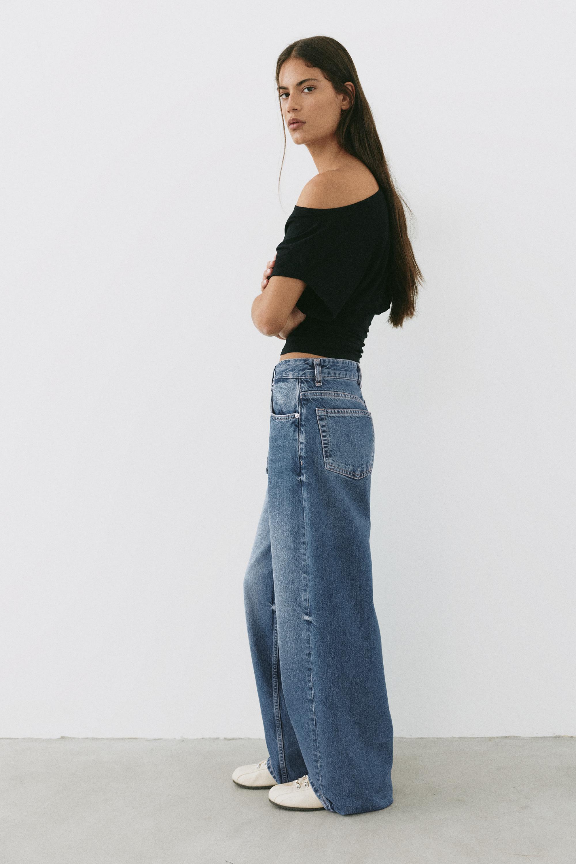 Relaxed fit baggy jeans with belt — Dark blue