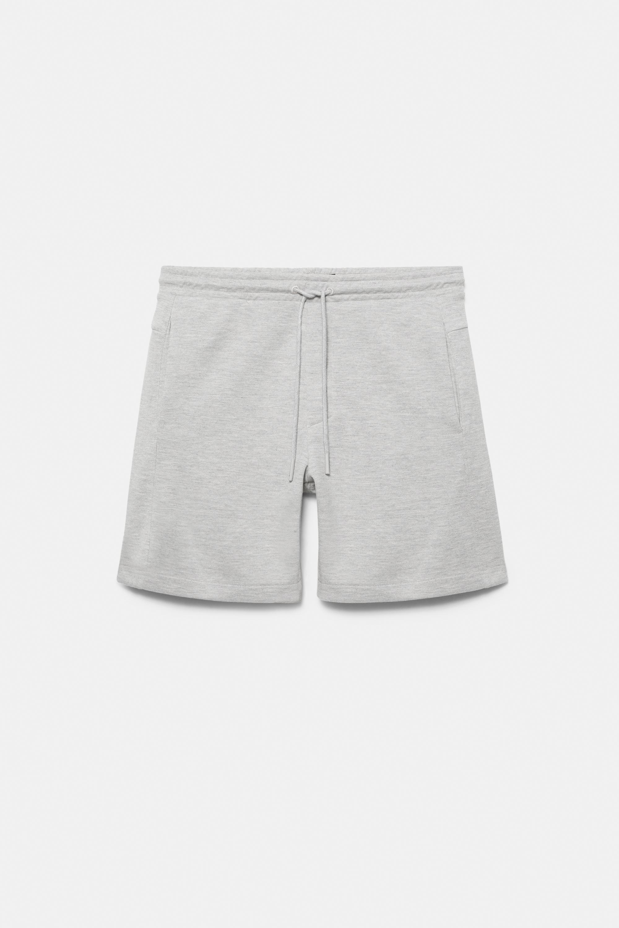 Piqué jogger Bermuda shorts — Grey marl