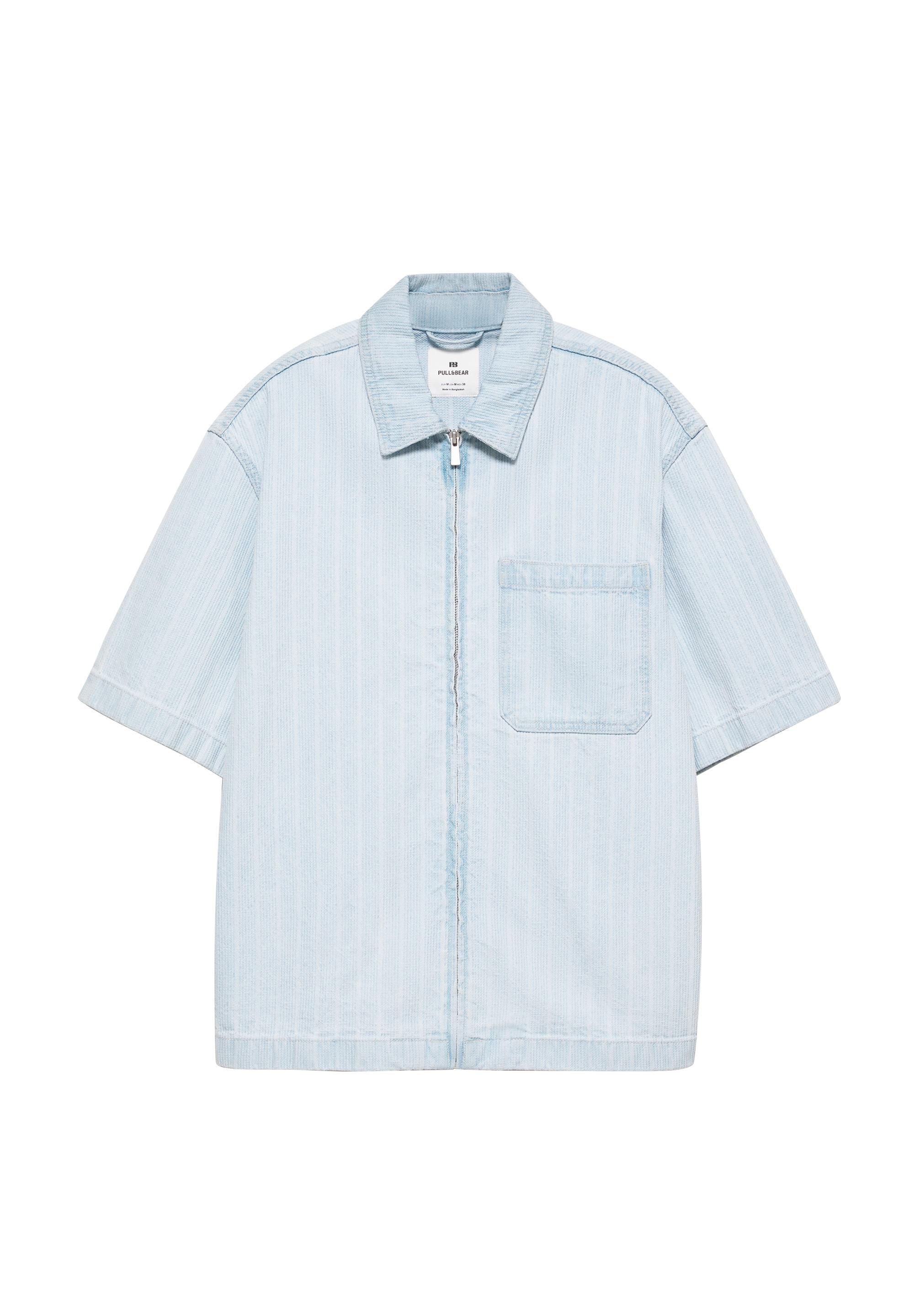 Zip-up denim shirt — Pale blue