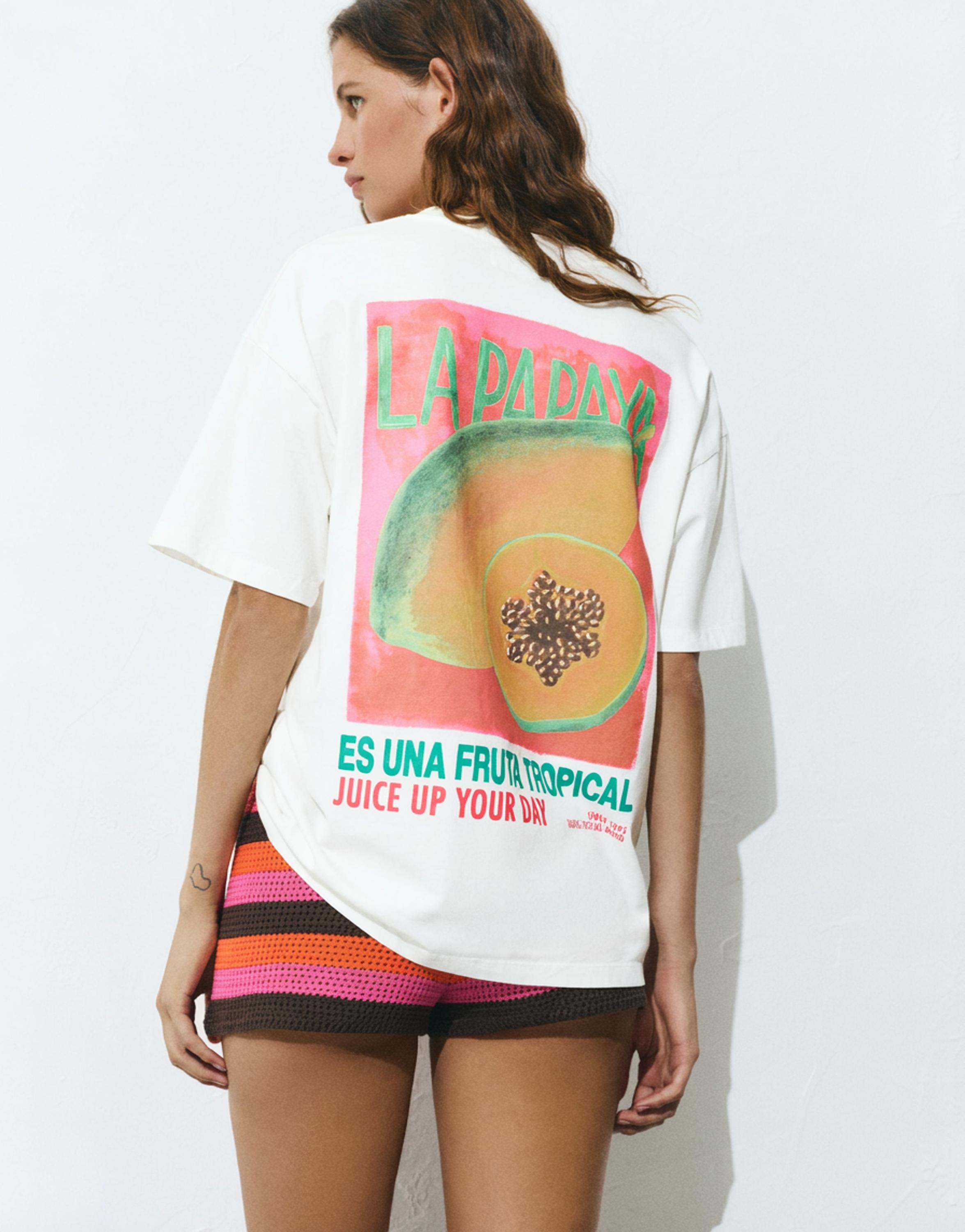 Papaya grafik baskılı t-shirt - Görsel 7