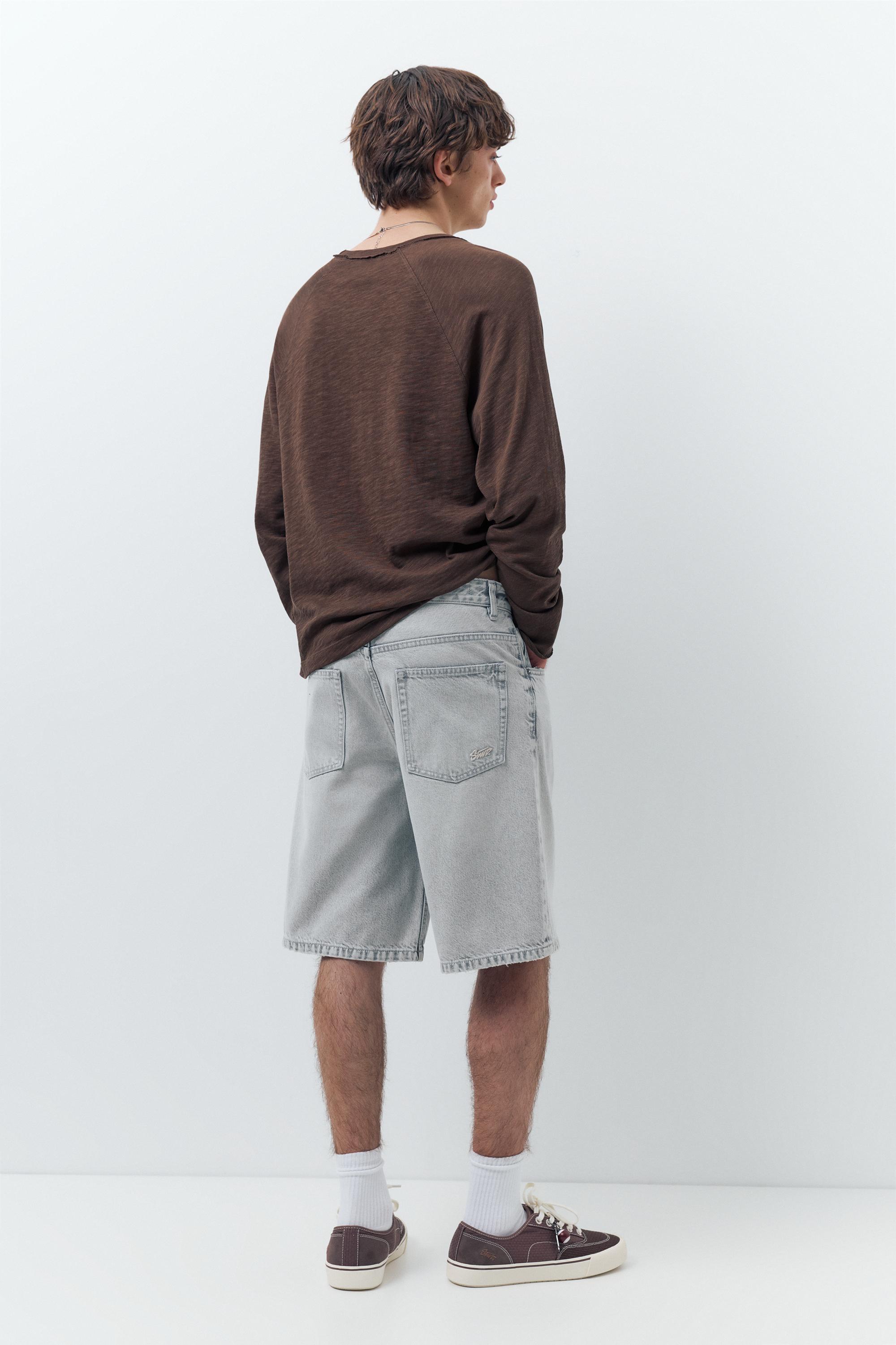 Baggy denim Bermuda shorts — Dark grey