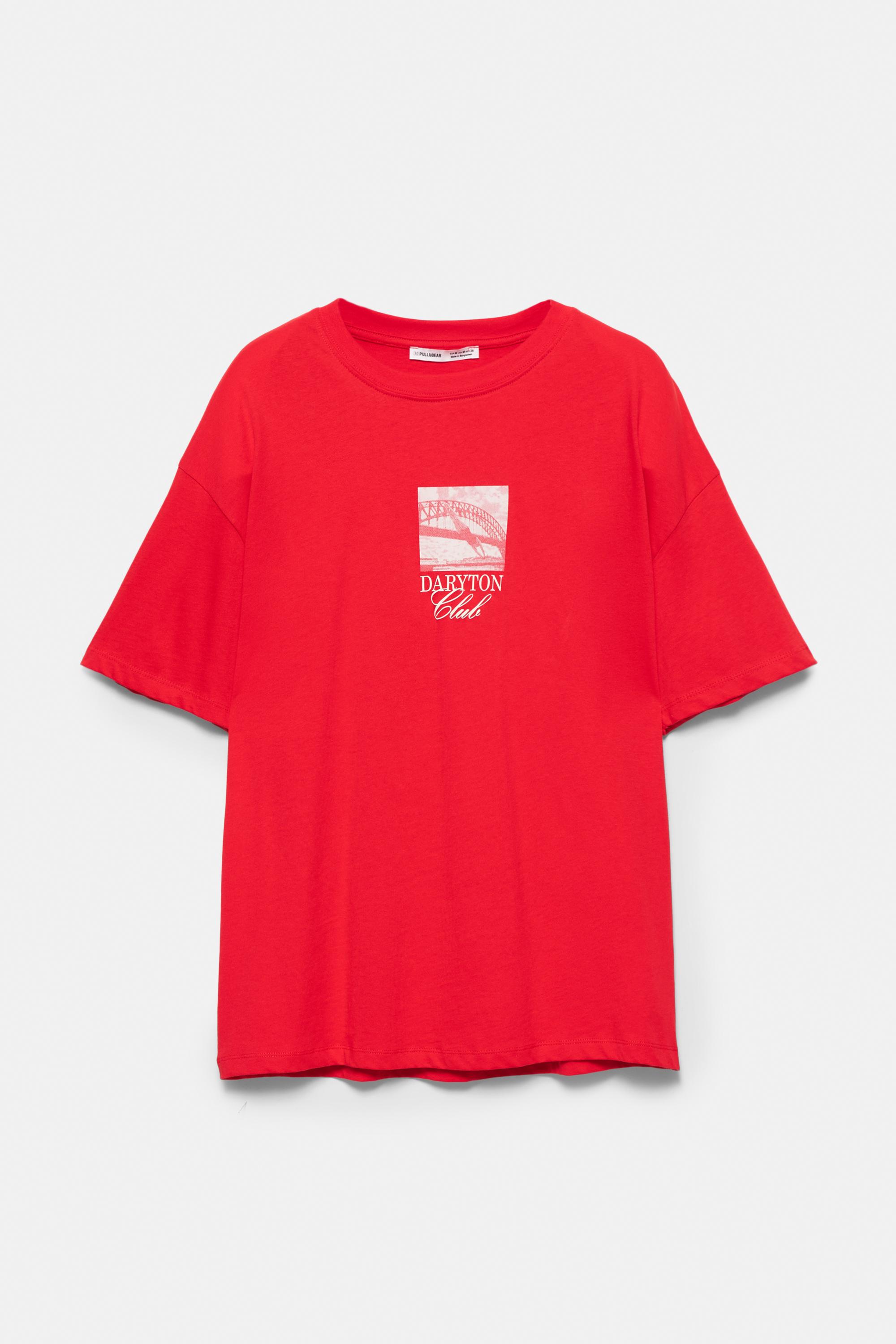 Red tişört with graphic and slogan - Görsel 3