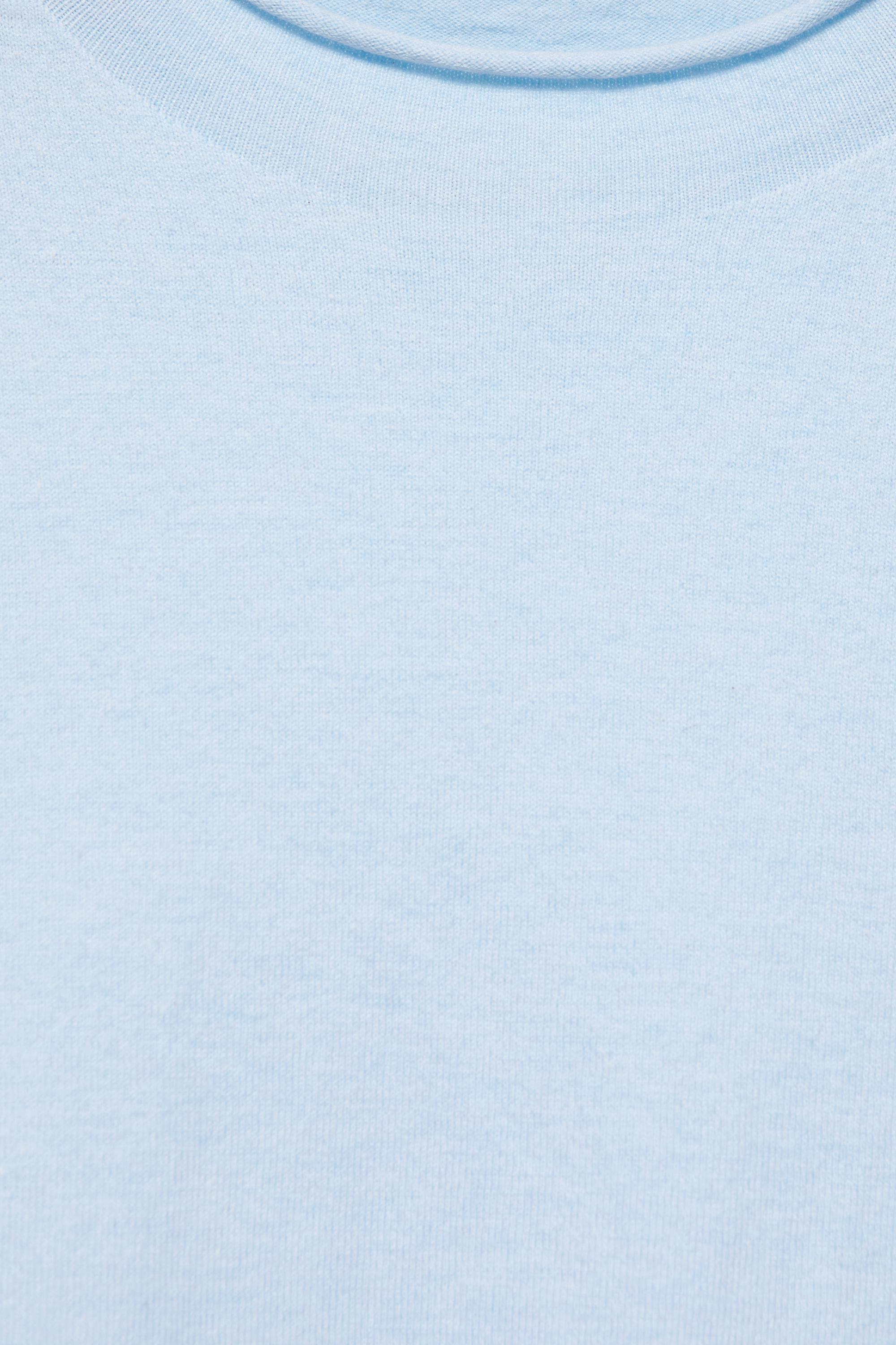 Fine knit short sleeve T-shirt — Pastel blue (alternate view)