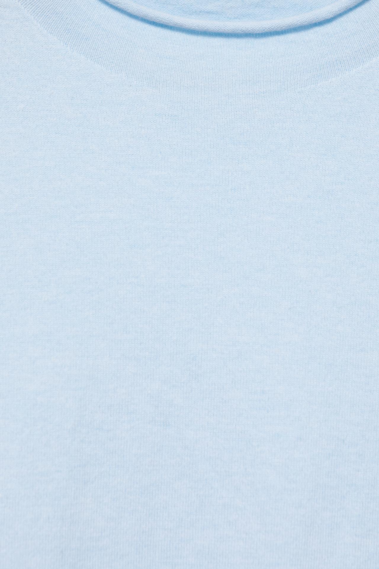 Fine knit short sleeve T-shirt — Pastel blue