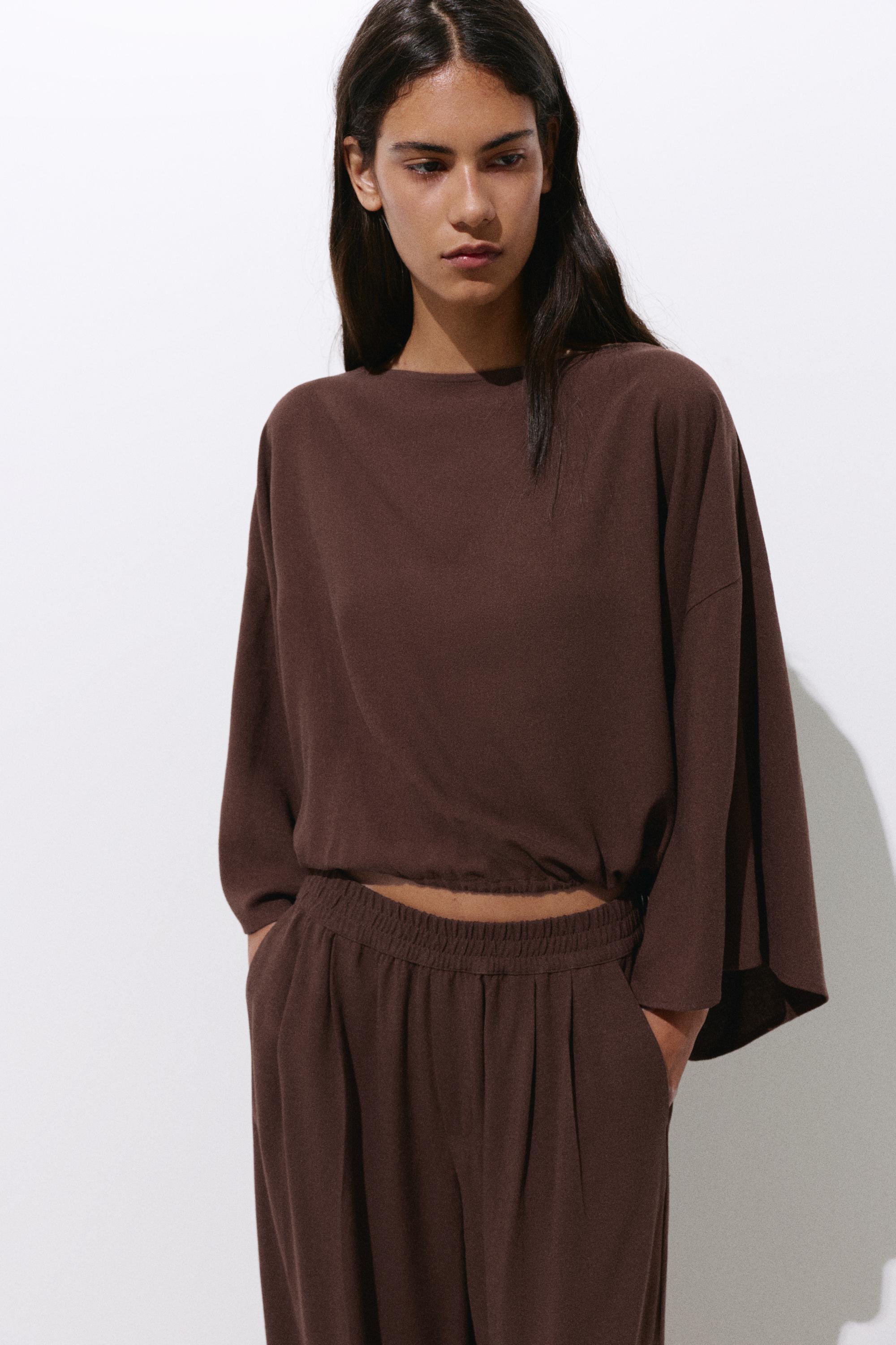 Cape blouse — Brown