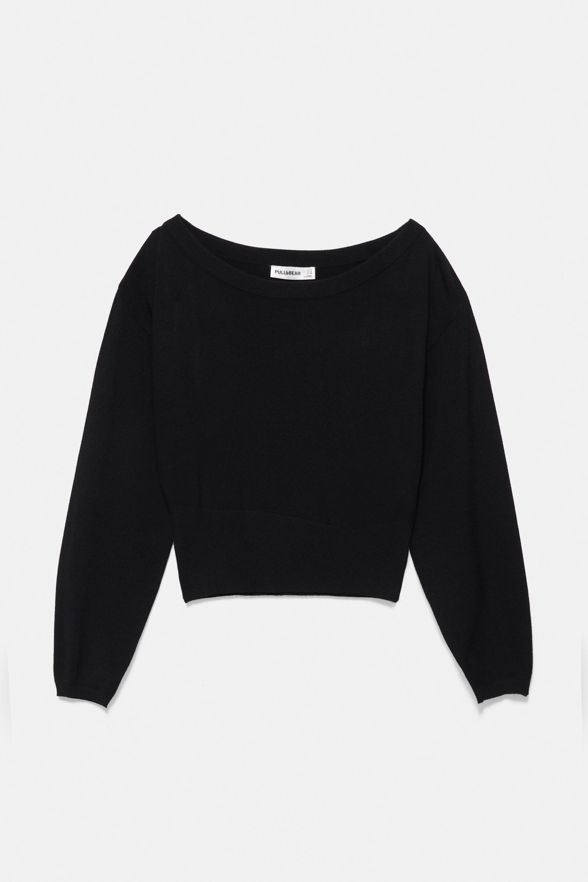 Asymmetric neck jumper — Black