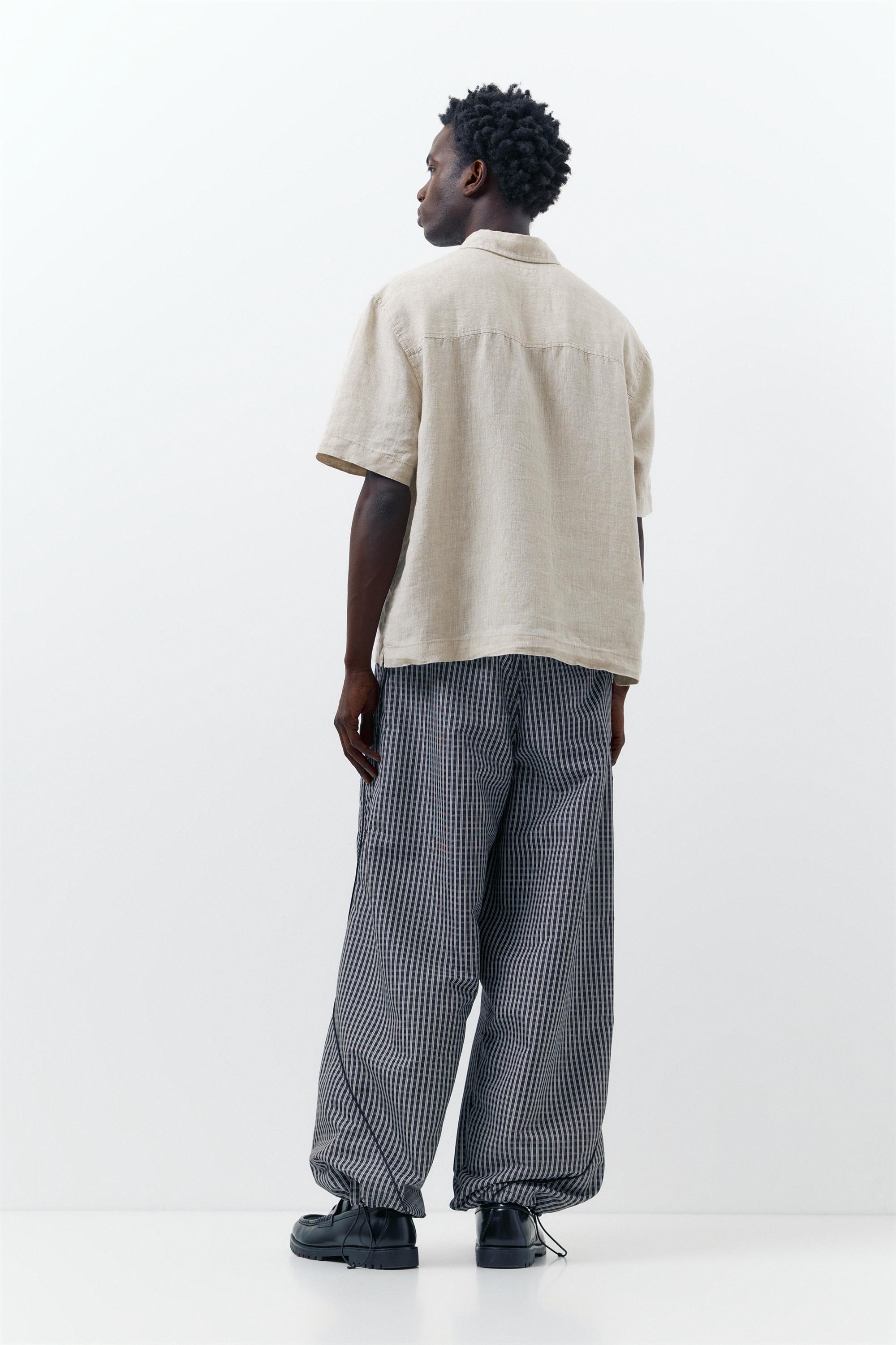 100% linen short sleeve shirt — Beige