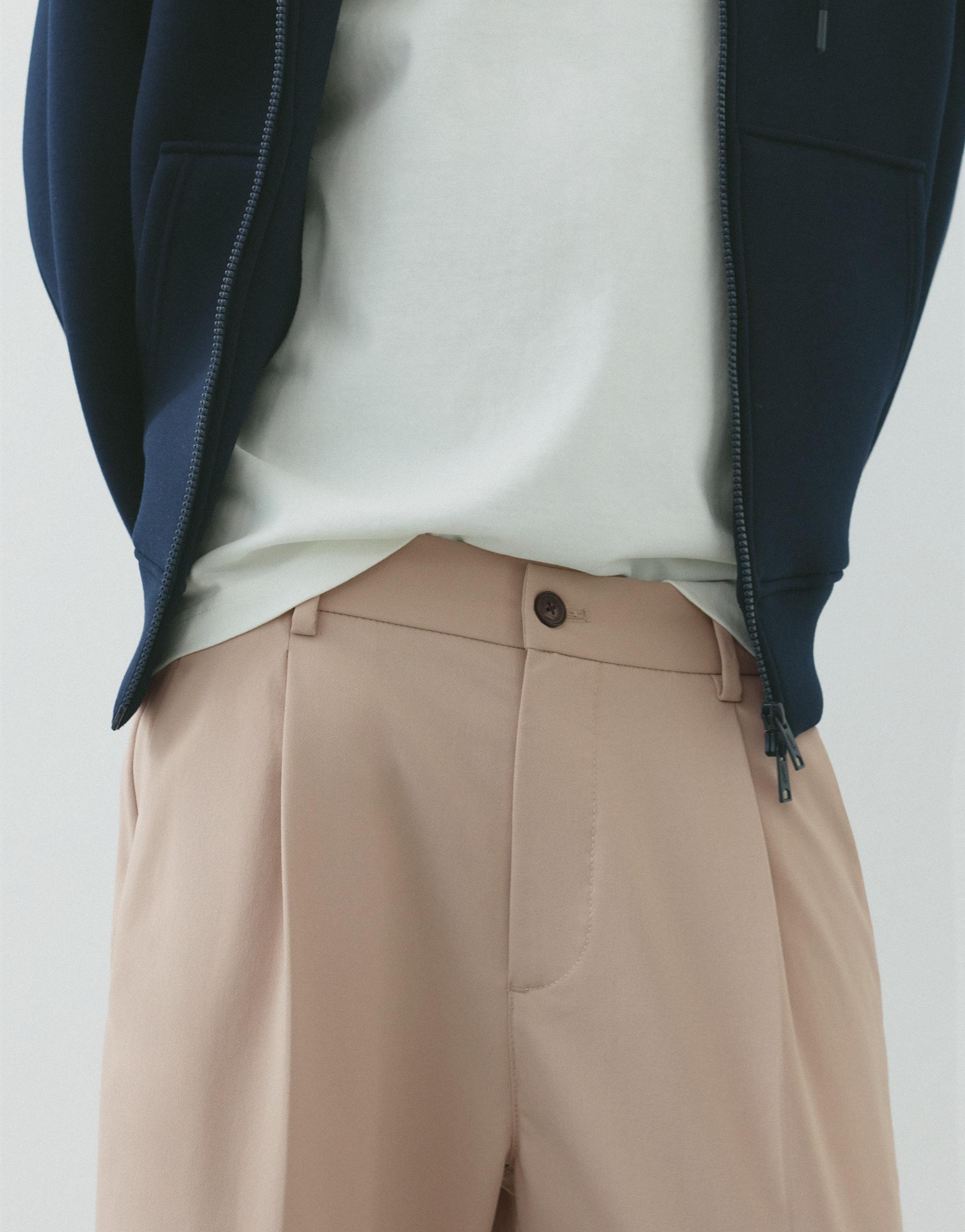 Wide-leg tailored trousers — Ecru
